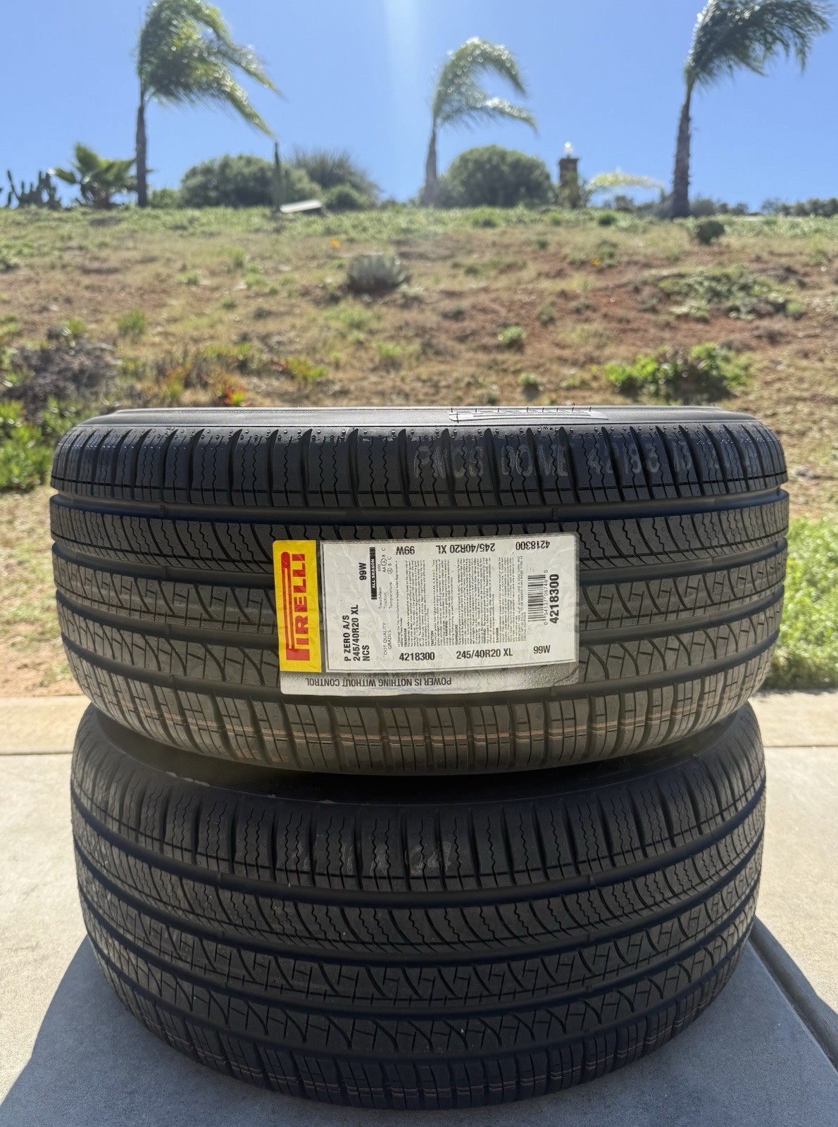 TWO BRAND NEW 245/40R20 99W Pirelli P Zero A/S All Season PNCS Tires 2454020 TWO BRAND NEW 245/40R20 99W Pirelli P Zero A/S All Season PNCS Tires 2454020