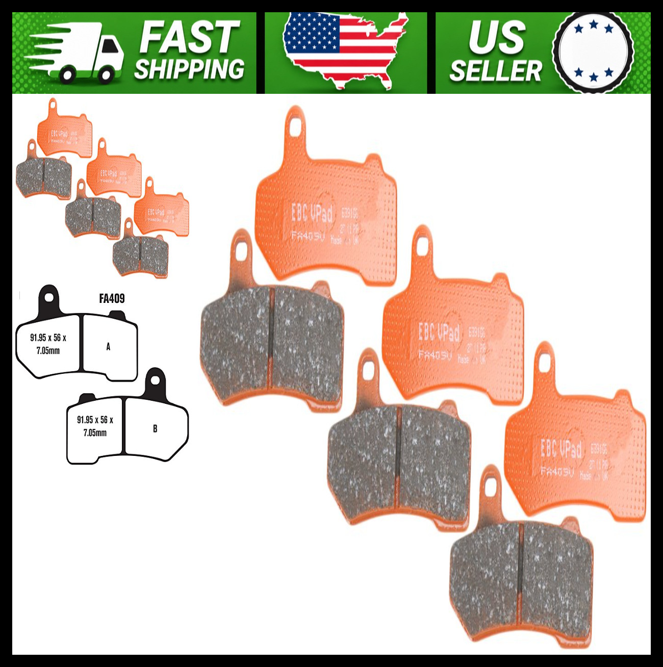 EBC Semi-Sintered V-Pad Brake Pad Replacement Kit