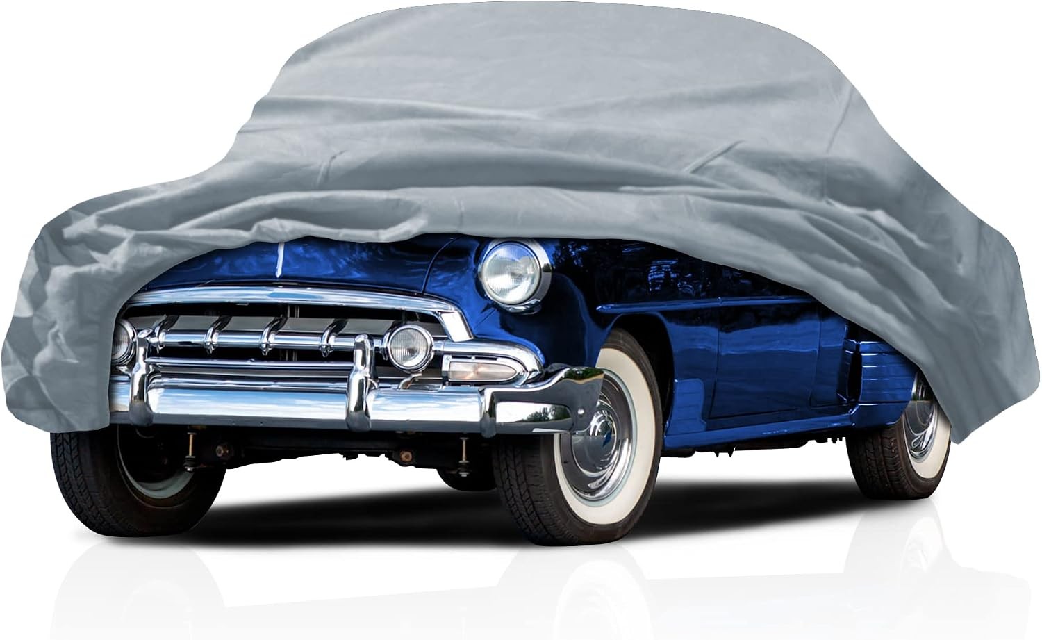 5-Layer Gray Car Cover for Plymouth Deluxe 1934-1950, Full Protection from Weath