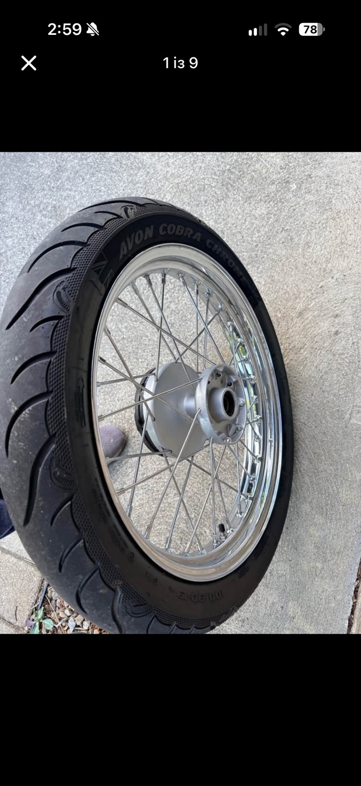2016-2024 Triumph Bonneville Bobber Front Wheel Rim w/ Avon Tire OEM Spoked 2016-2024 Triumph Bonneville Bobber Front Wheel Rim w/ Avon Tire OEM Spoked