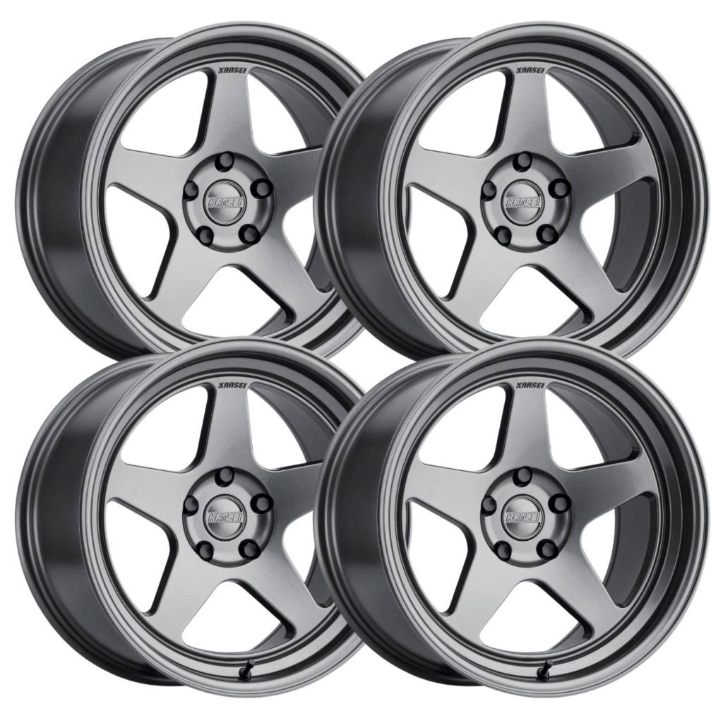 (Set-4) Kansei Knp Gloss Gunmetal 17x8 5x4.5/5x114.3 35mm Wheels Rims 17 Inch