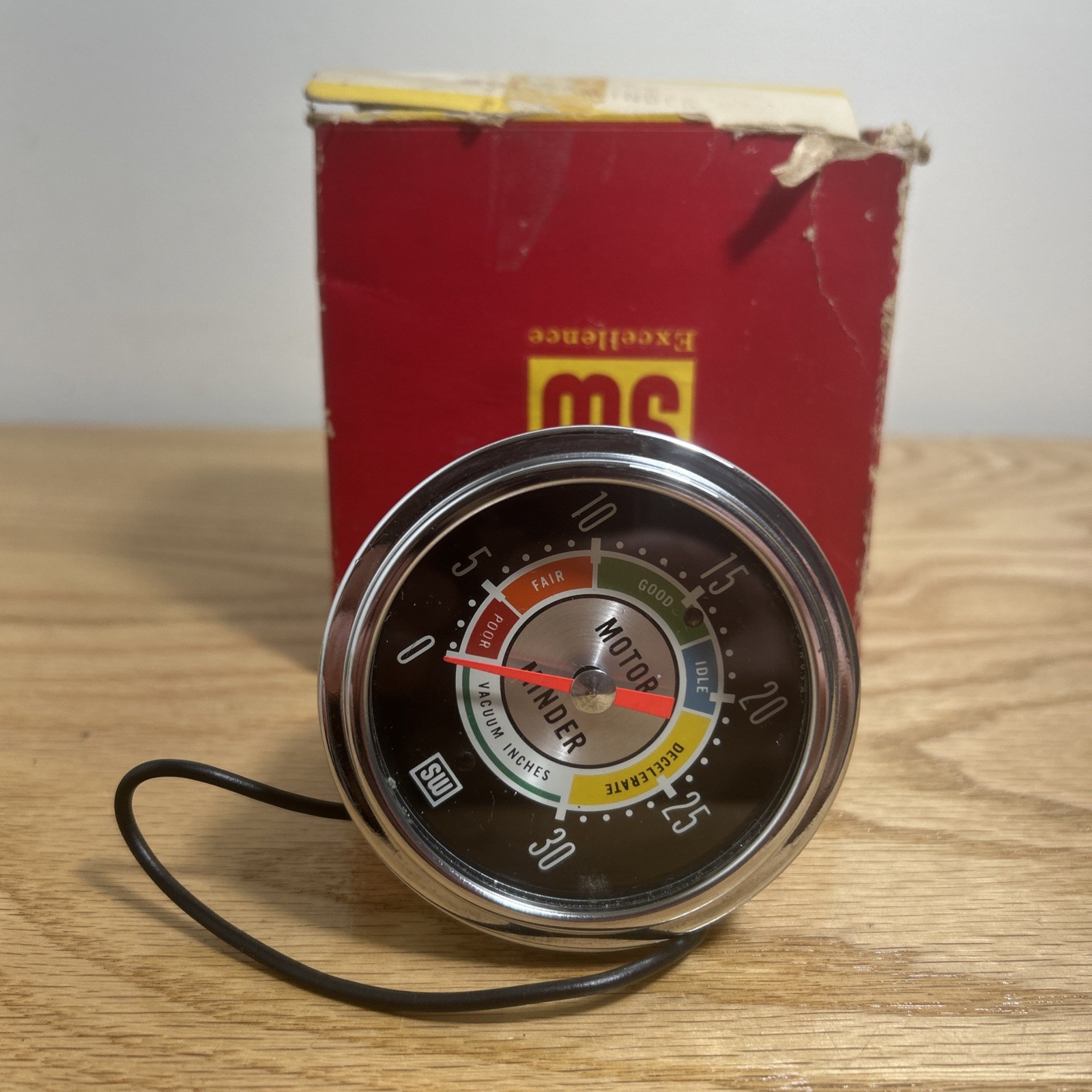 Vintage Stewart Warner Motor Minder Vacuum Gauge Dash 355R Untested Vintage Stewart Warner Motor Minder Vacuum Gauge Dash 355R Untested