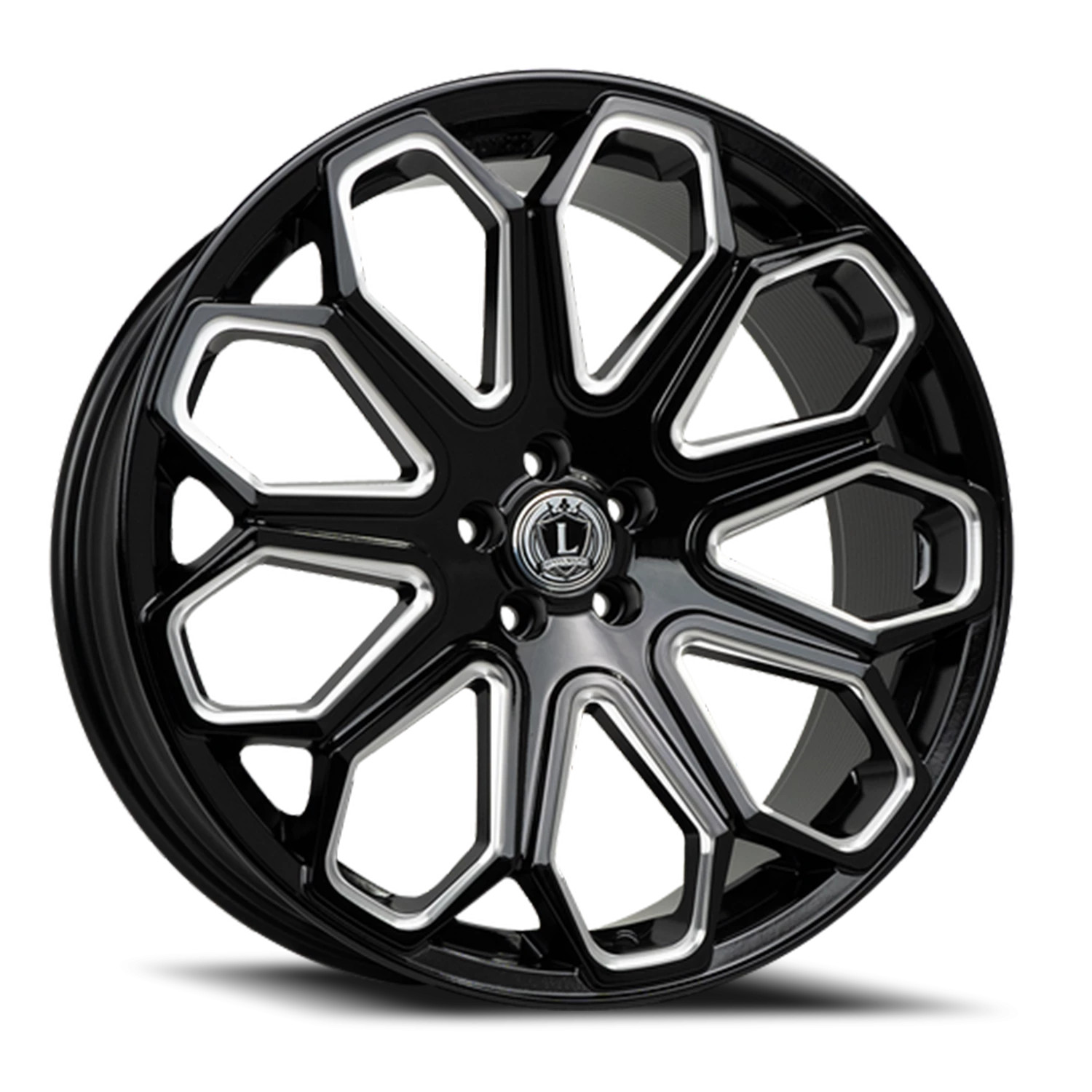 22x9 Luxxx Alloys Lux 29 Gloss Black Milled Wheel 5x120 (20mm)