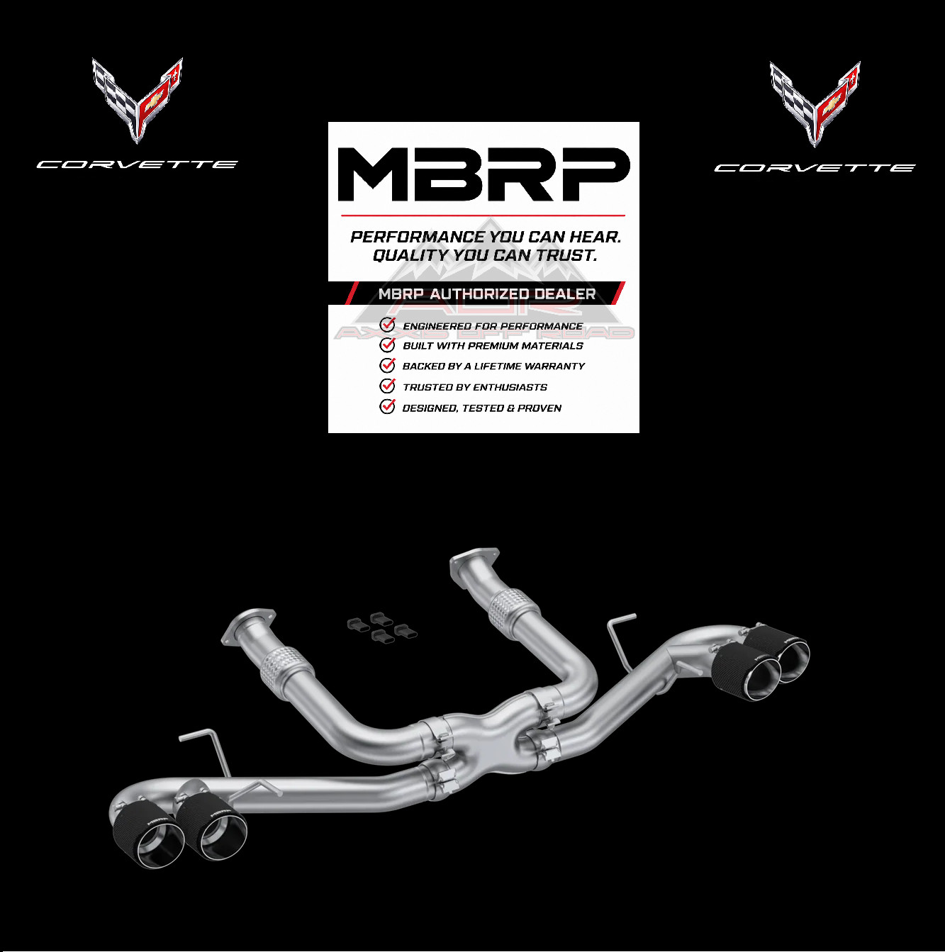 MBRP S70423CF Carbon Stainless Cat Back Exhaust Kit for 2020-26 Corvette C8 6.2L
