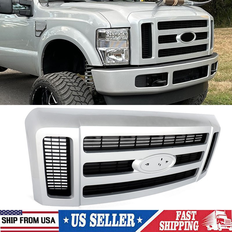 For 2008-2010 Ford F250 F350 F450 F550 Super Duty Ingot Silver Front XLT Grille