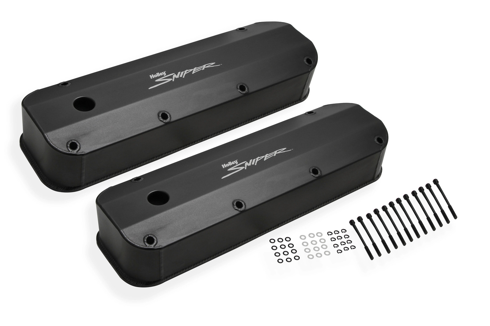 Holley Sniper 890007B Fabricated Aluminum Valve Covers - Black Finish