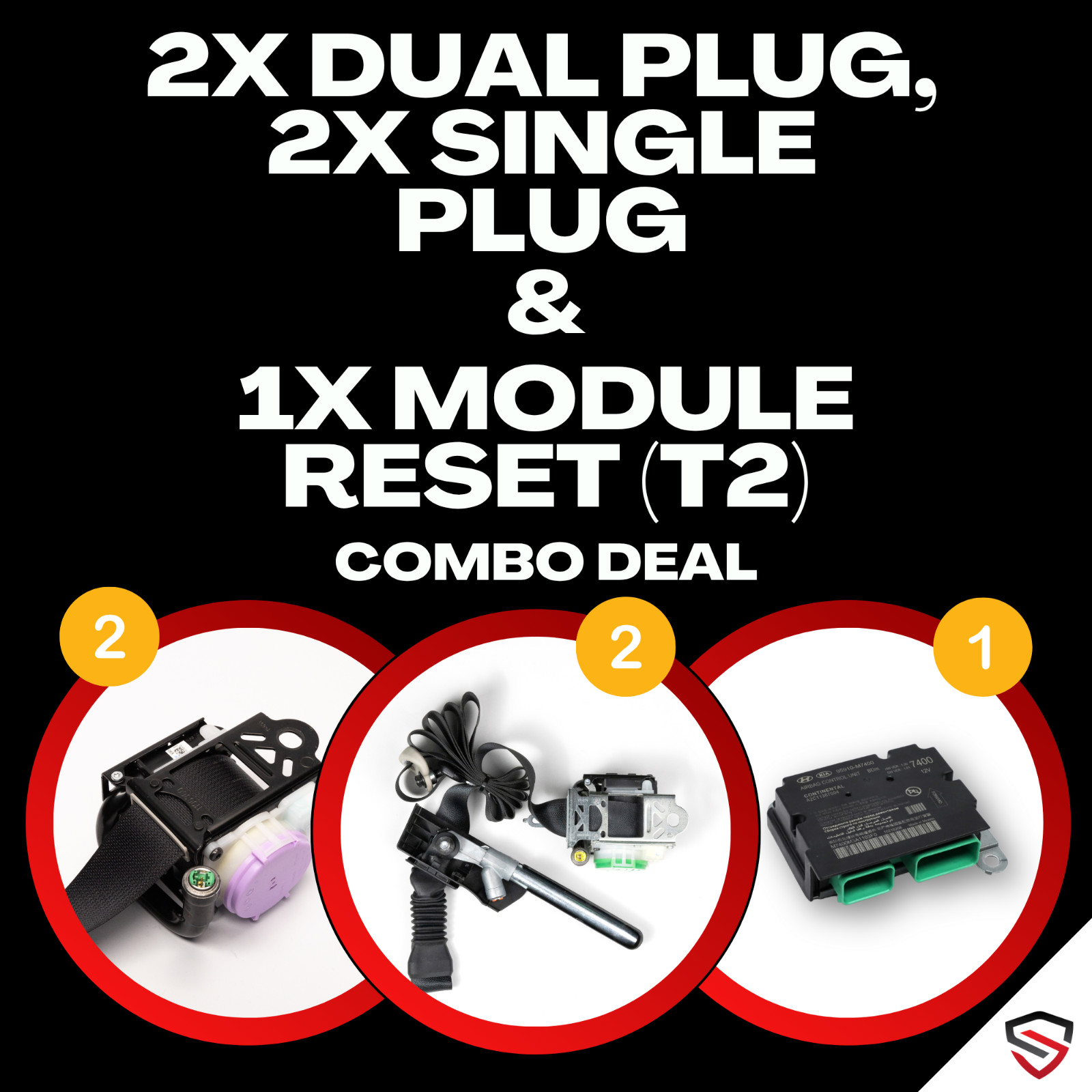 2DS 2SS 1MCU (2X Dual, 2x Single, 1x SRS) SEAT BELT SRS MCU MODULE RESET COMBO
