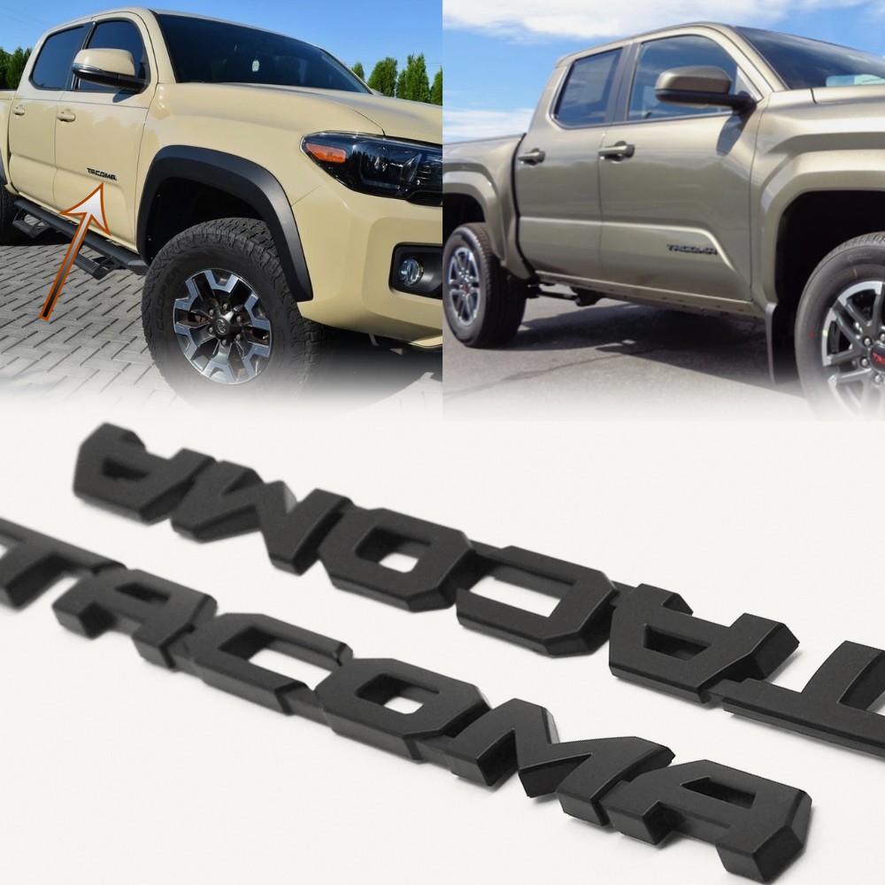 2Pc Door Side Emblem For TACOMA 2016-2024 Left Right Badge Nameplate Matte Black