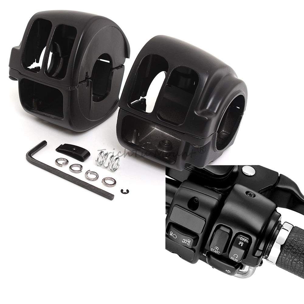 Aluminum Black Hand Control Switch Housing Covers Fit for Harley Dyna Softail