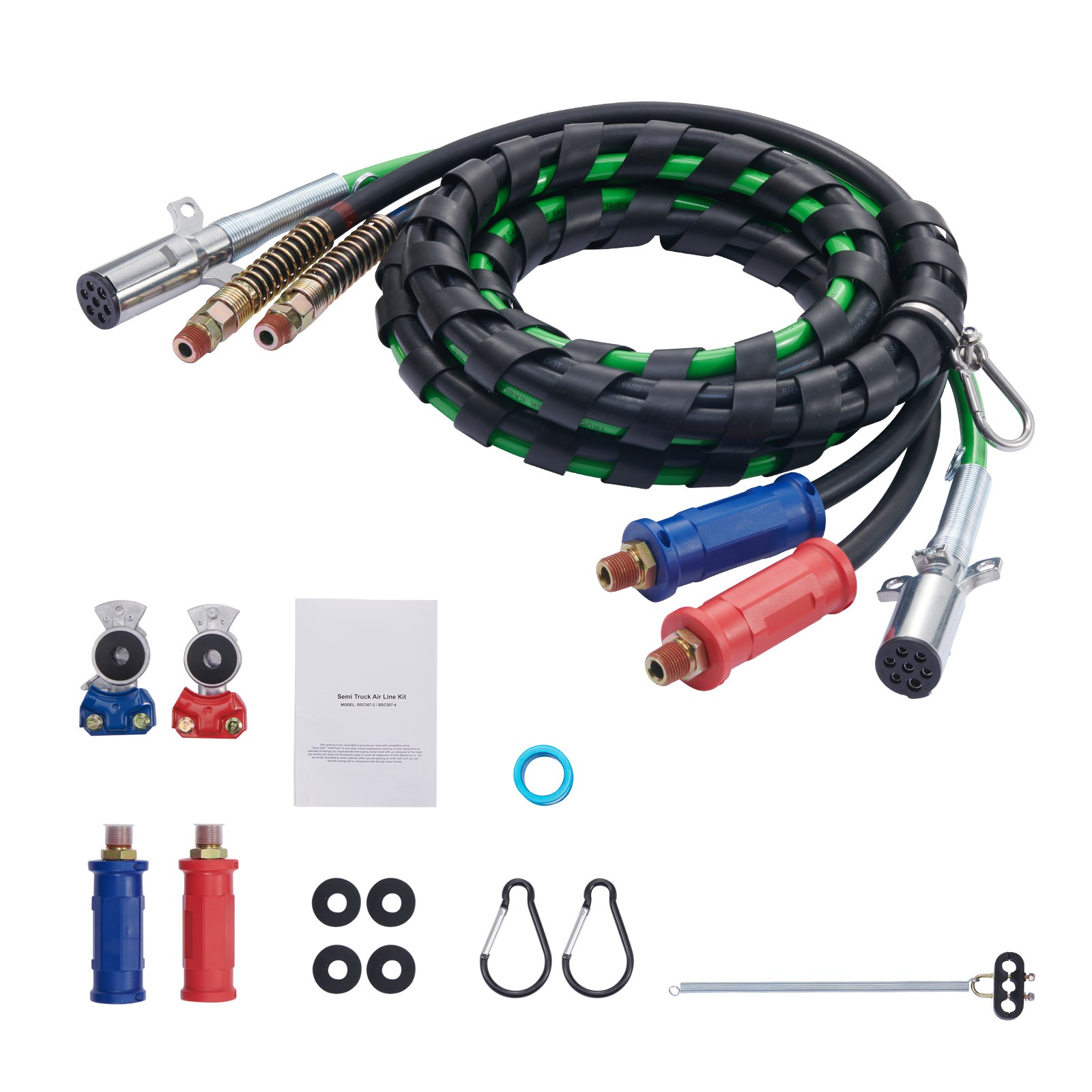 Uimoso 12FT 3-in-1 Semi Truck Air Lines Kit with 2PCS Glad Hands and Handles