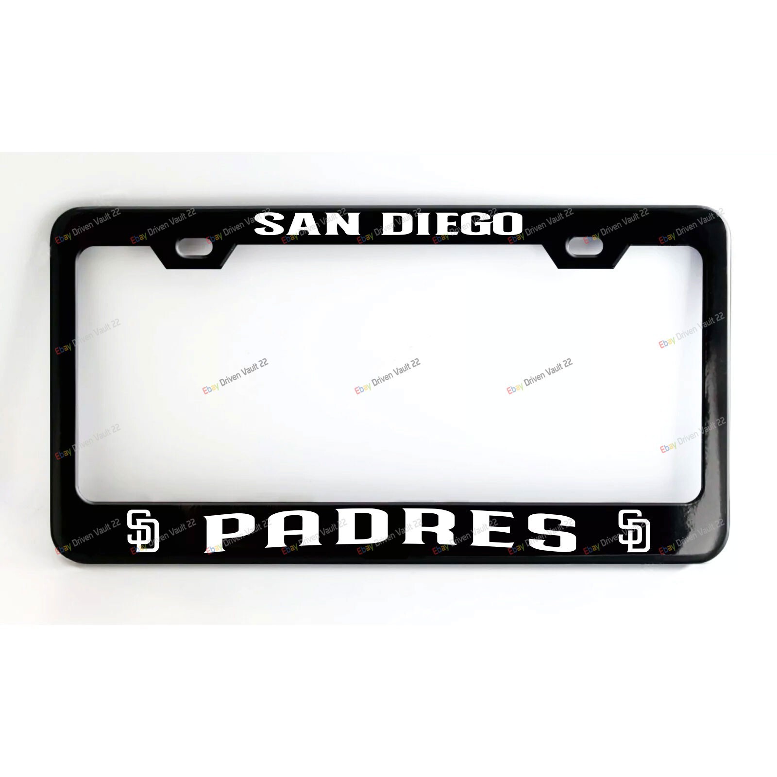 San Diego Padres Black Metal Custom Made License Plate Frame in White