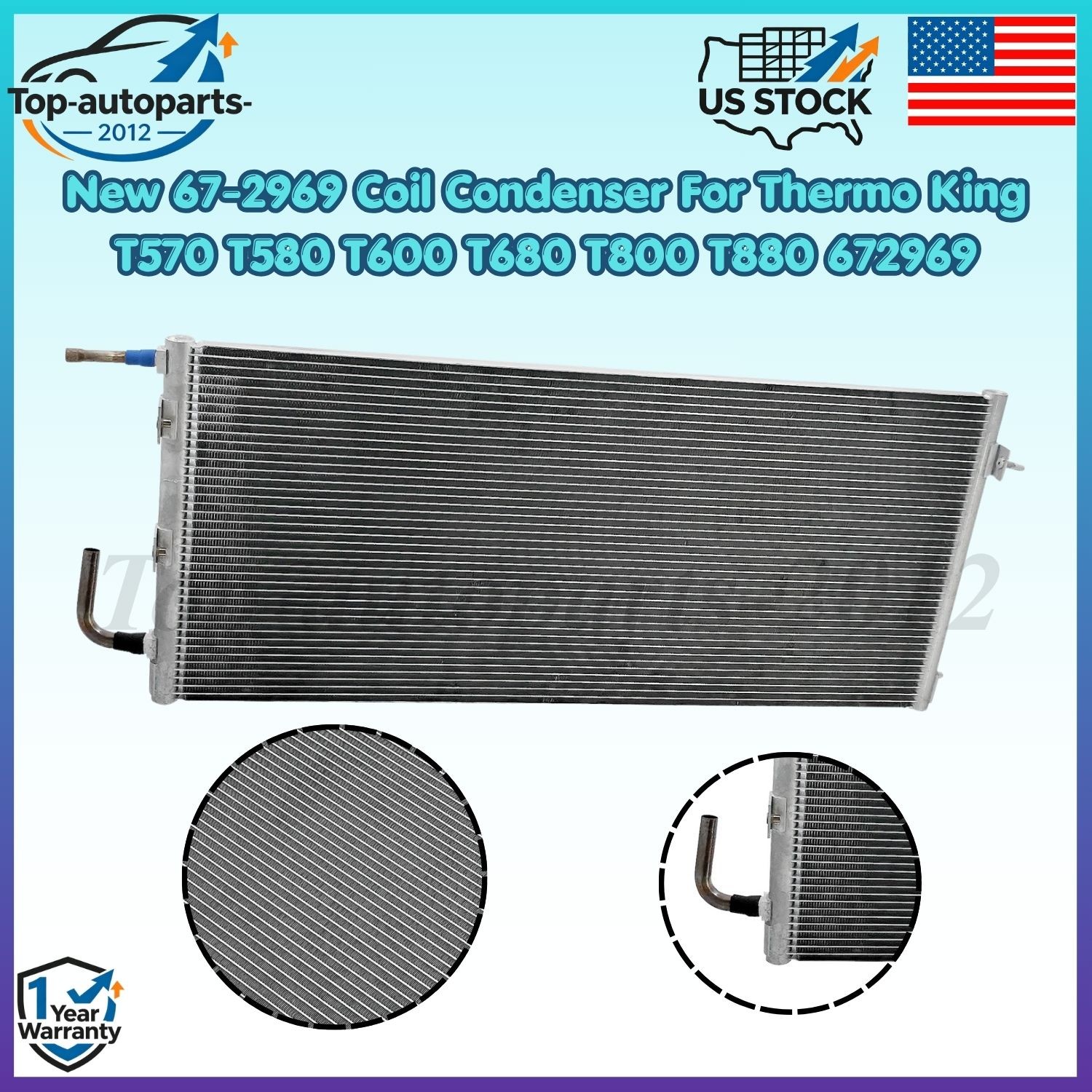 New 67-2969 Coil Condenser For Thermo King T570 T580 T600 T680 T800 T880 672969 New 67-2969 Coil Condenser For Thermo King T570 T580 T600 T680 T800 T880 672969