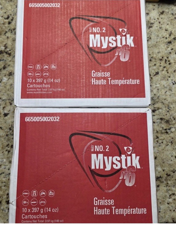 20 Pack Mystik JT-6 Hi-Temp #2 Grease; NLGI GC-LB Red No.2; (20) 14oz tubes 20 Pack Mystik JT-6 Hi-Temp #2 Grease; NLGI GC-LB Red No.2; (20) 14oz tubes