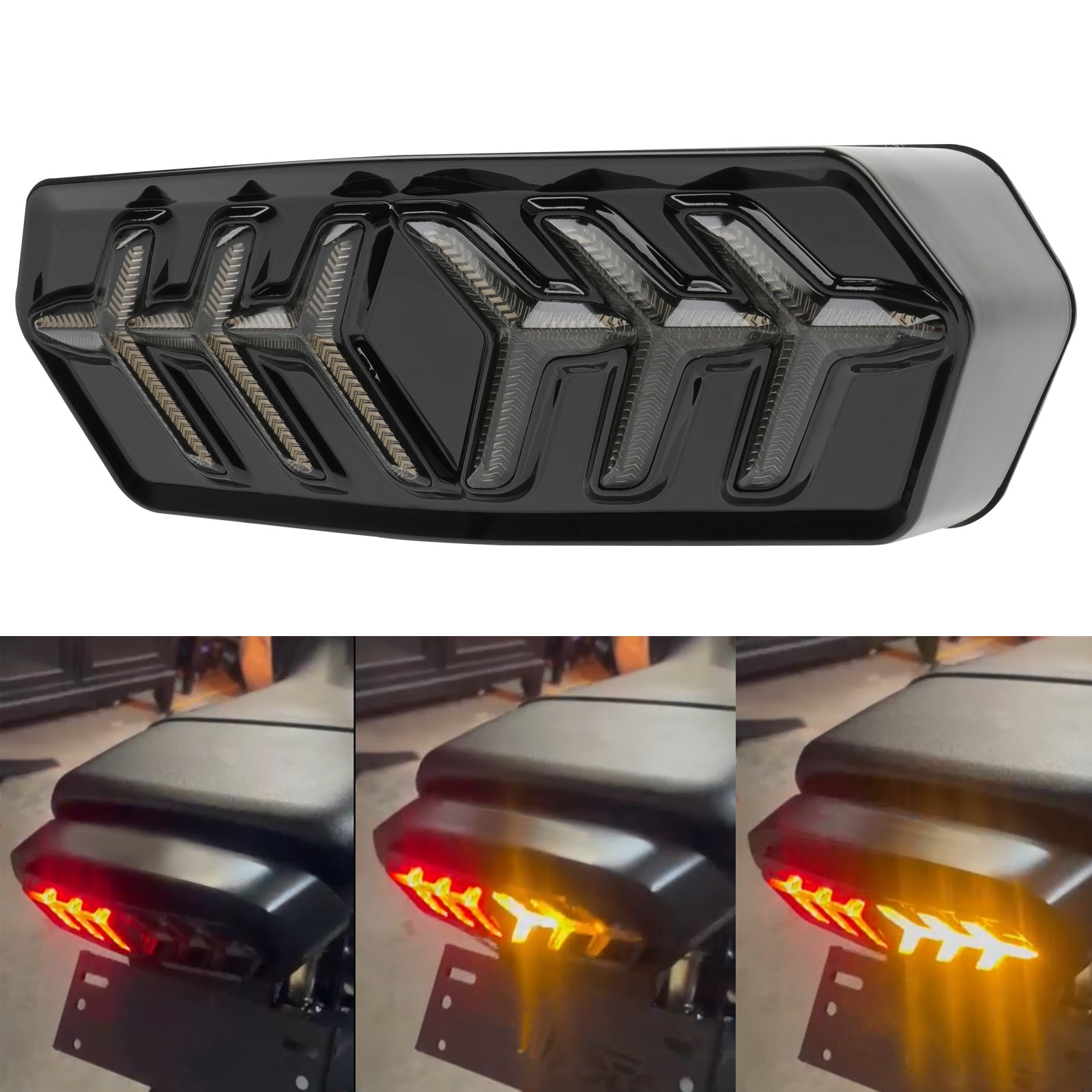 Motorcycle Integrated LED Tail Light with Sequential Turn Signal For Boom Vader