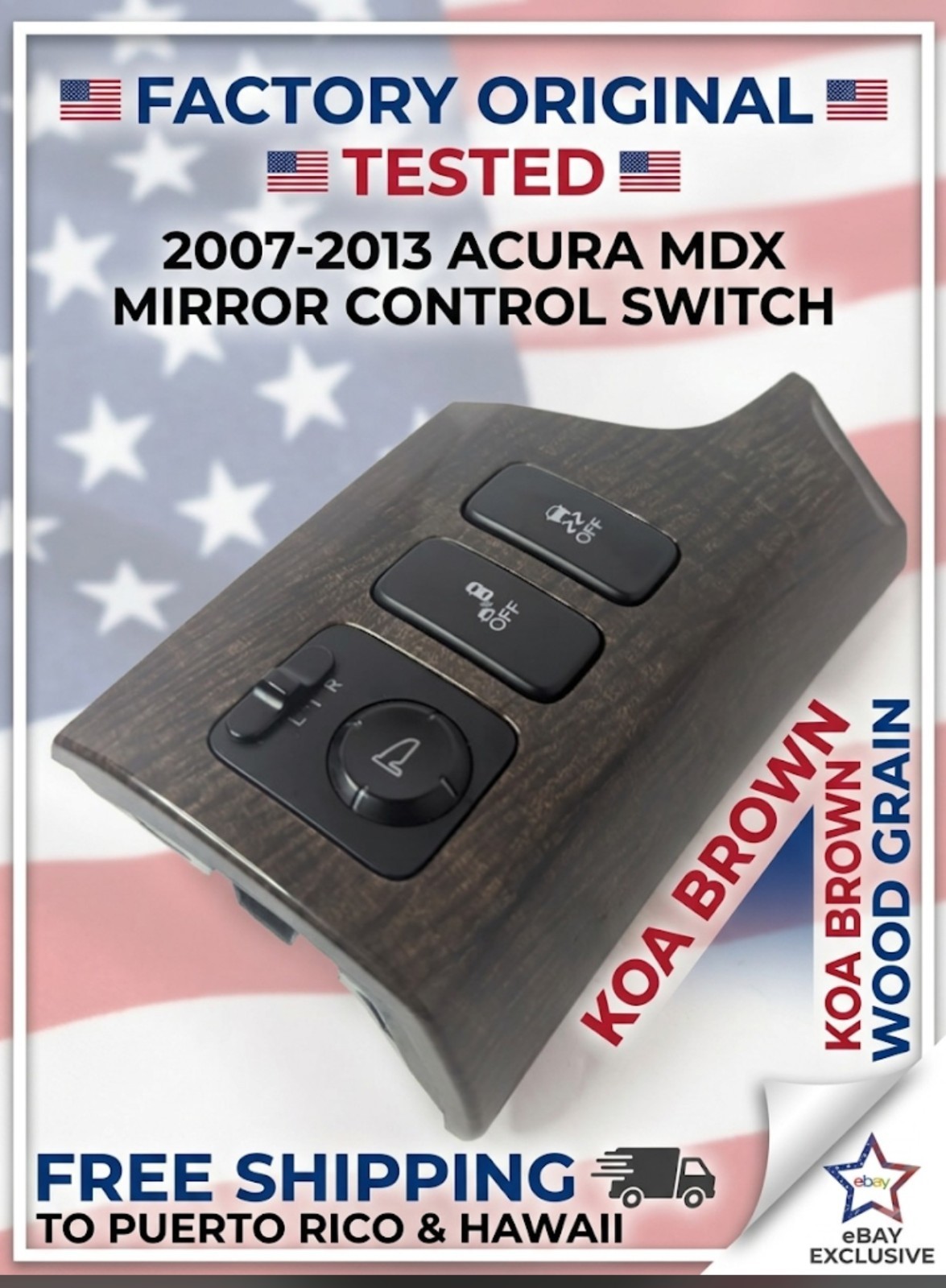 OEM 2007-2013 Acura MDX Mirror, Parking and Traction Control Switch KOA BROWN ✅ OEM 2007-2013 Acura MDX Mirror, Parking and Traction Control Switch KOA BROWN ✅