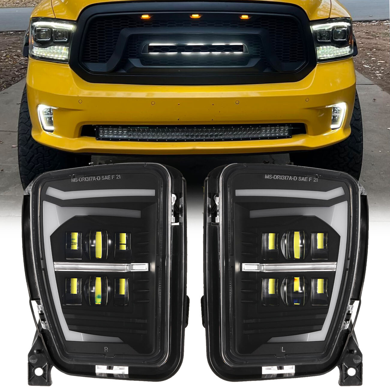 Pair DRL LED Bumper Fog Light for Dodge Ram 1500 2013-2018 Accessories Pickup
