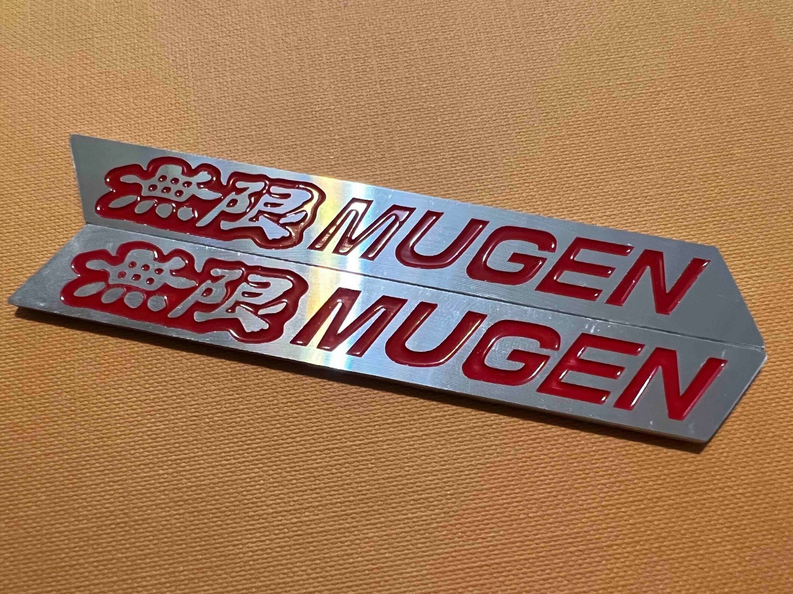 2X JDM NEW Mugen Aluminum Spoiler Emblem Badge Left & Right (Red)