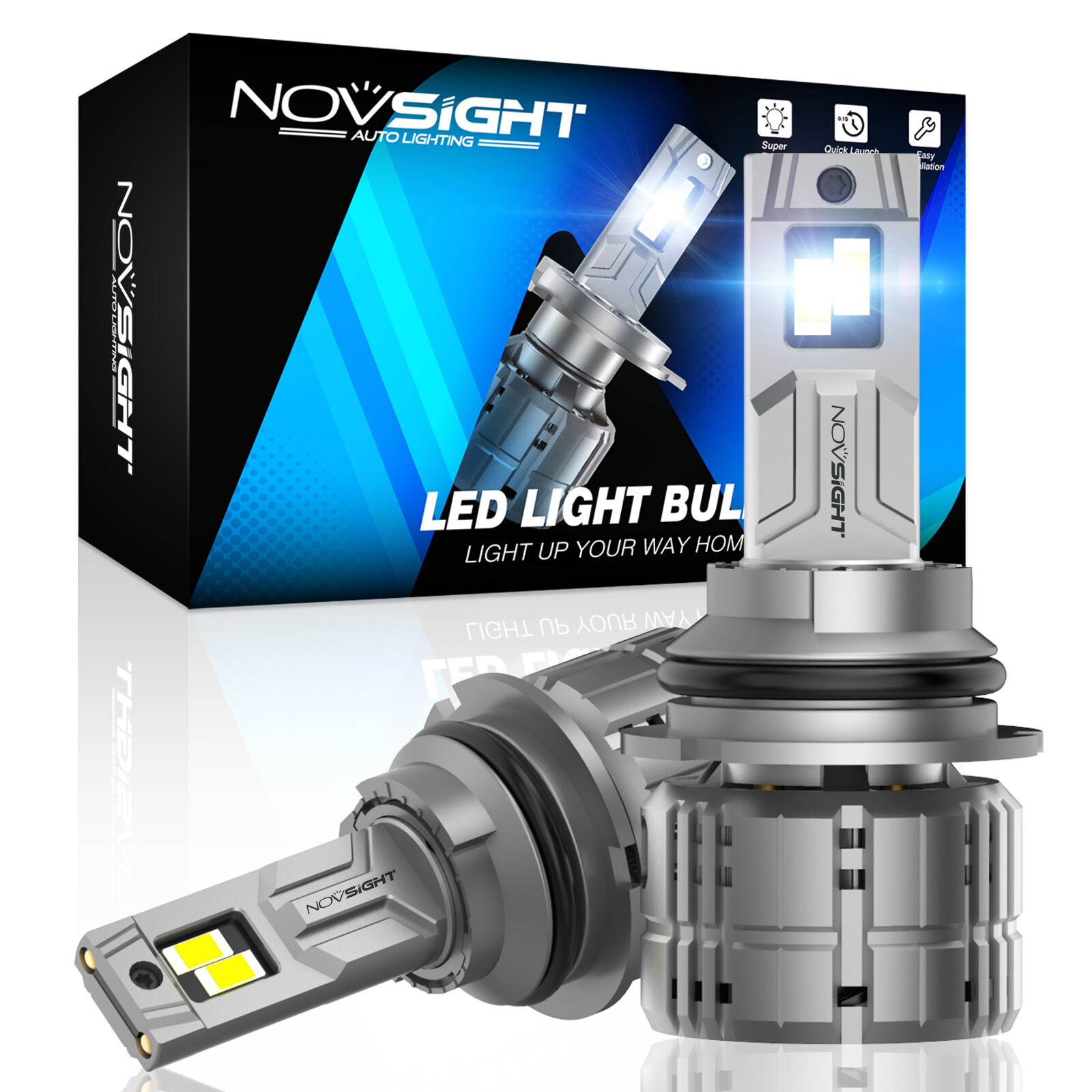 NOVSIGHT 50000LM 9004 HB1 LED Headlight Bulbs High Low Beam High Low Beam 6500K