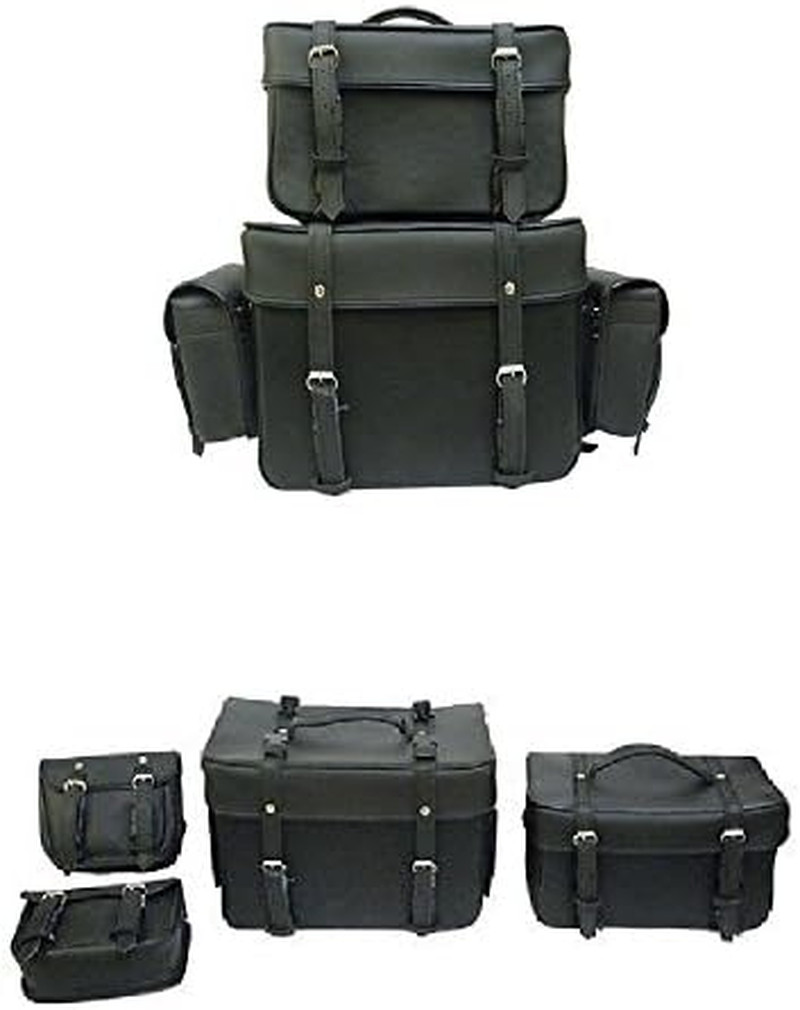 Motorcycle Sissy Bar Bags T Bags Set 4 Pc Set with Padded Back Rest Pad Plain Motorcycle Sissy Bar Bags T Bags Set 4 Pc Set with Padded Back Rest Pad Plain