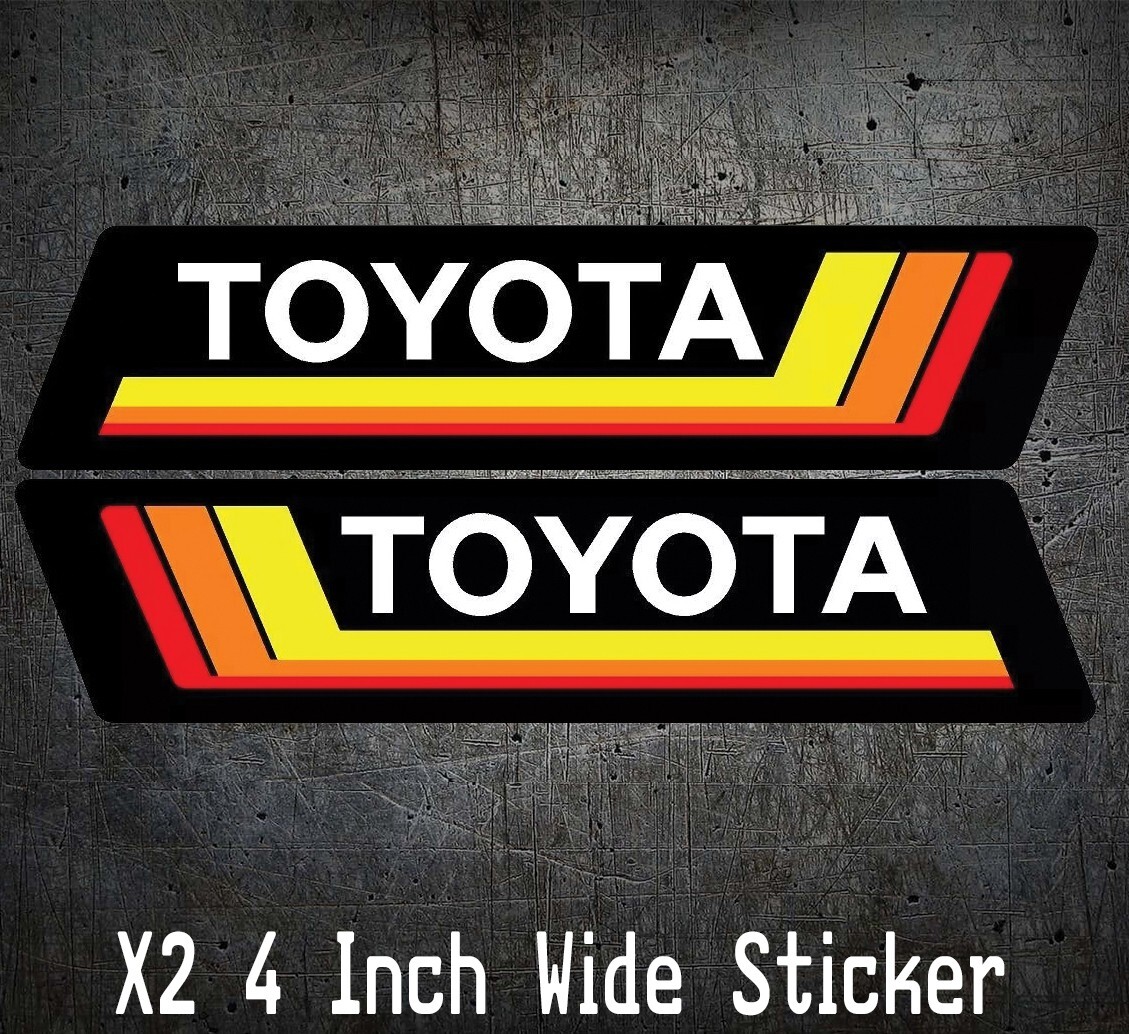 TOYOTA Sticker Retro Tacoma 4Runner Land Cruiser FJ Rav4 Set of 2 JDM, Stripes