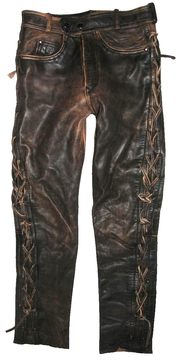 Men's Lace-Up Leather Jeans Biker Leather Pants Vintage Brown W28 L29 Men's Lace-Up Leather Jeans Biker Leather Pants Vintage Brown W28 L29