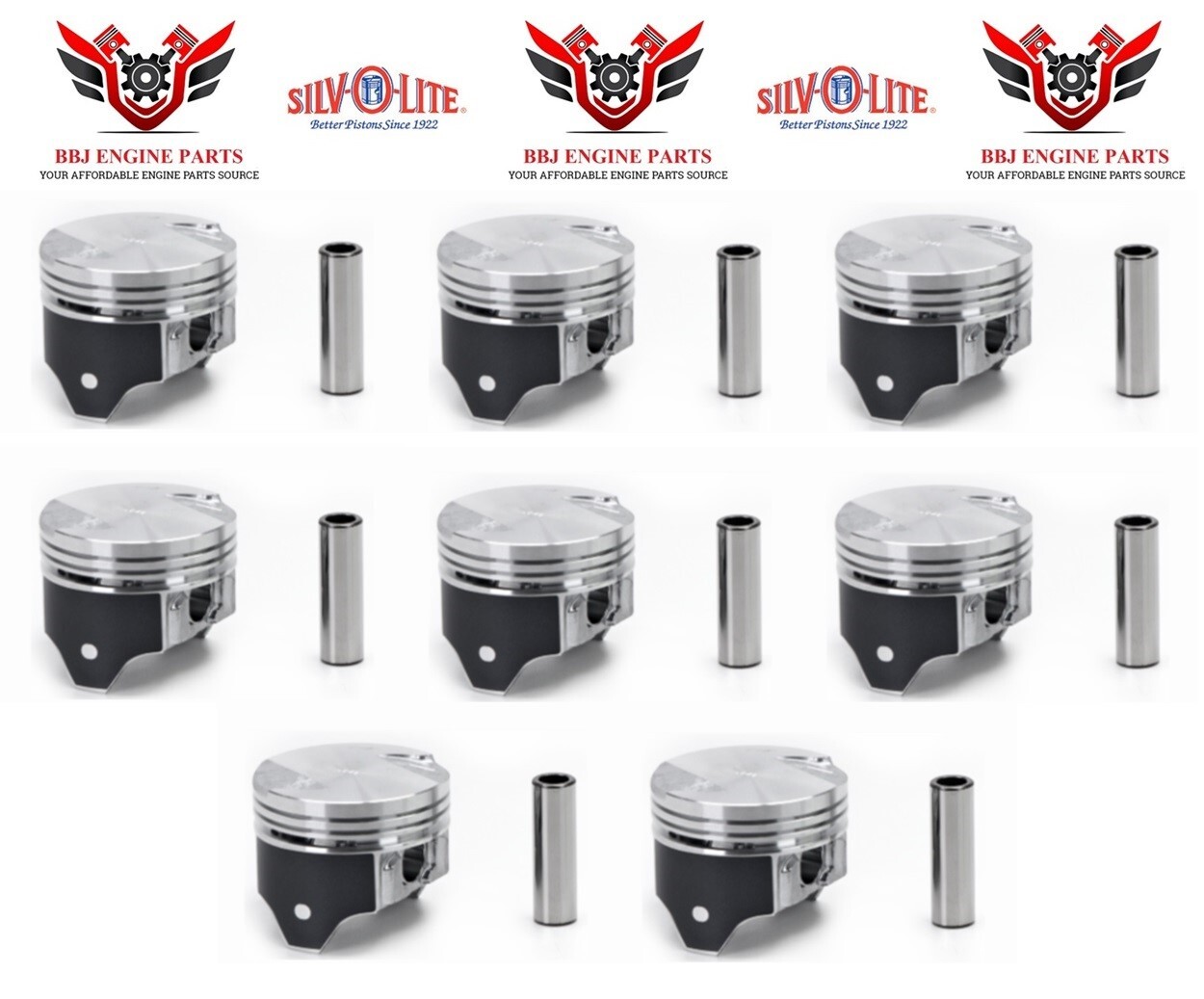 8 Silvolite Flat Top 4.00 STD Size Pistons for 1970-1972 Ford 351C Cleveland