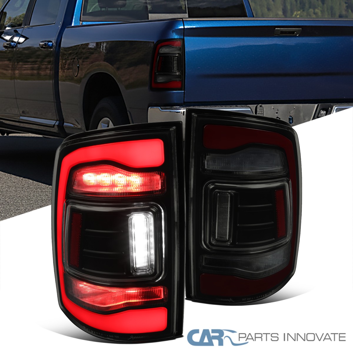 Fits 2009-2018 Dodge Ram 1500 2500 3500 Black/Smoke LED Tail Lights Brake Lamps