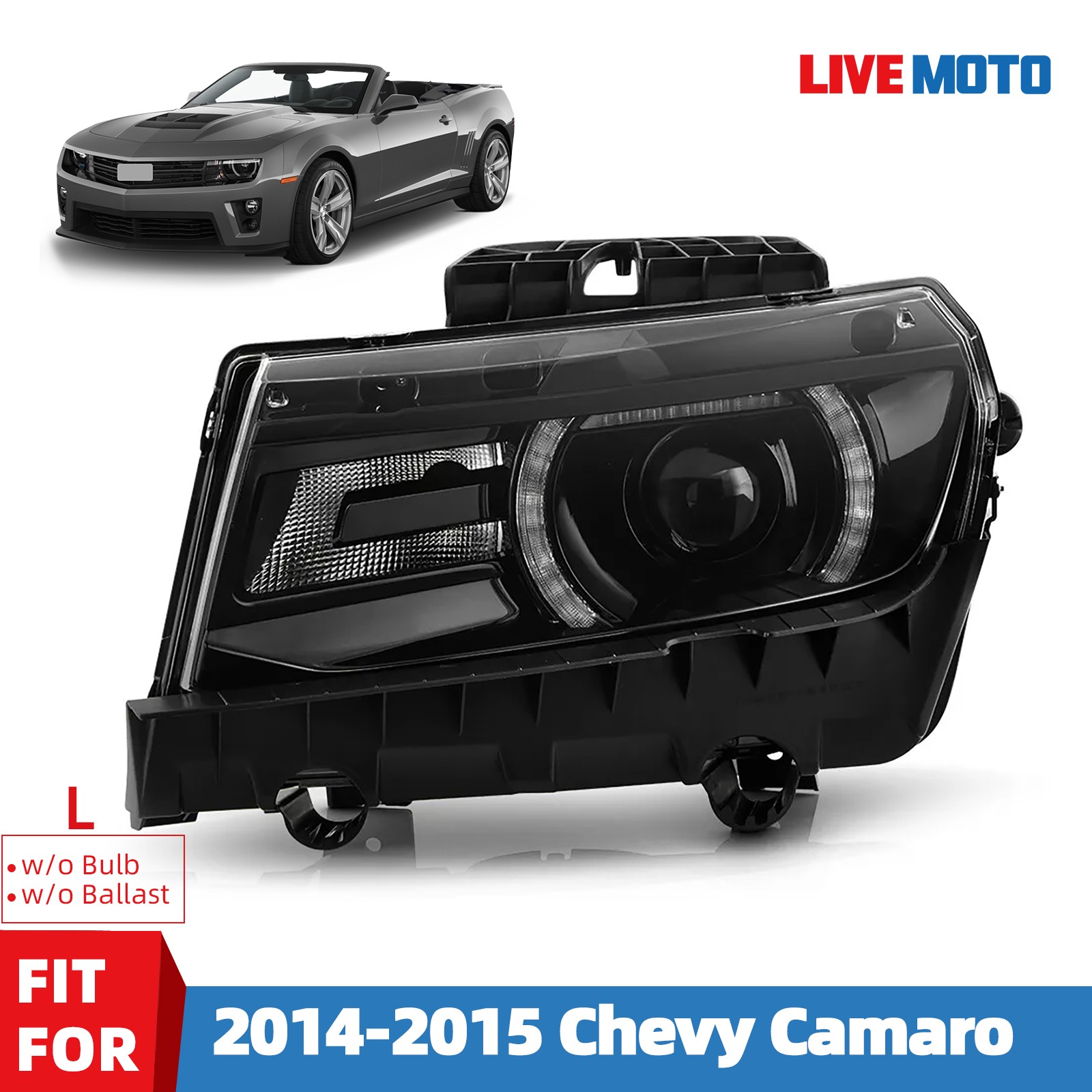 For 2014-2015 Chevy Camaro HID/Xenon Headlight w/LED DRL w/o Ballast Left Driver