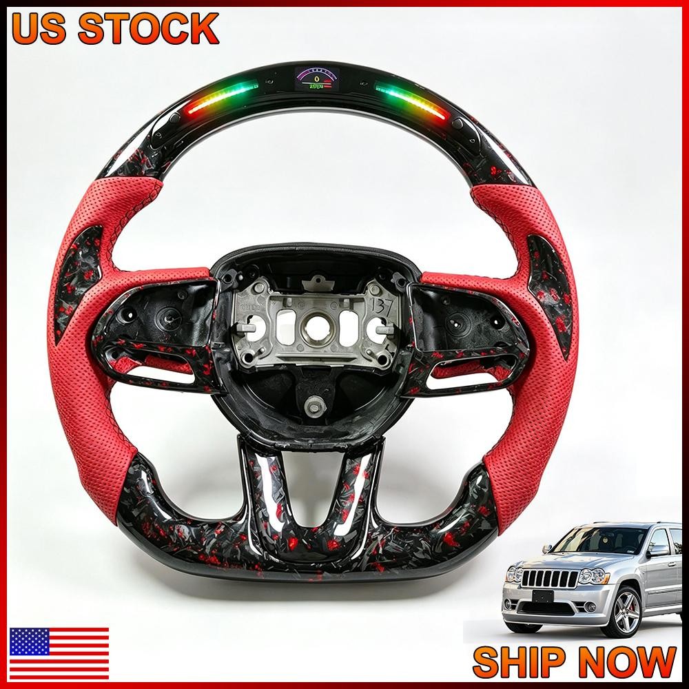 LED Carbon fiber Steering Wheel for Dodge Charger Hellcat Jeep SRT 8 2015-2025