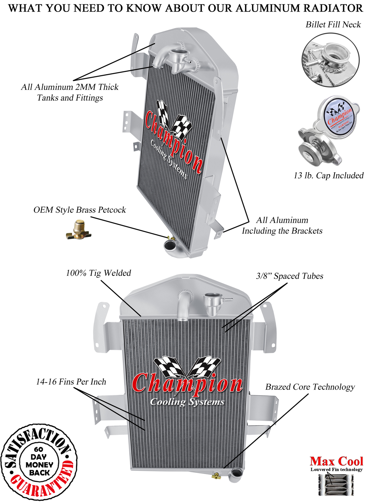 Eagle Champion 3 Row All Aluminum Radiator for 1934 Chevrolet Master #CC34-6
