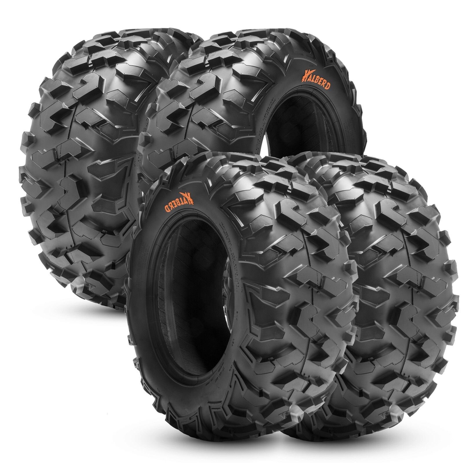 Halberd Set 4 25x8-12 25x10-12 ATV/UTV All-Terrain Tires 6Ply Tubeless Off-Road