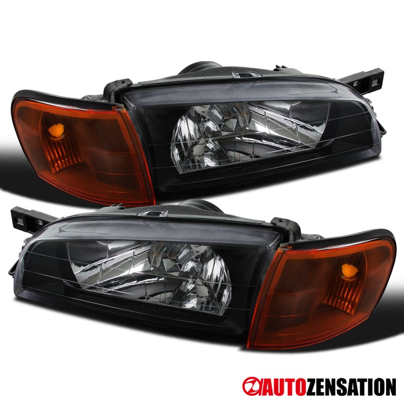 Fit 1995-2001 Subaru Impreza Black Headlights Amber Corner Signal Left+Right Fit 1995-2001 Subaru Impreza Black Headlights Amber Corner Signal Left+Right
