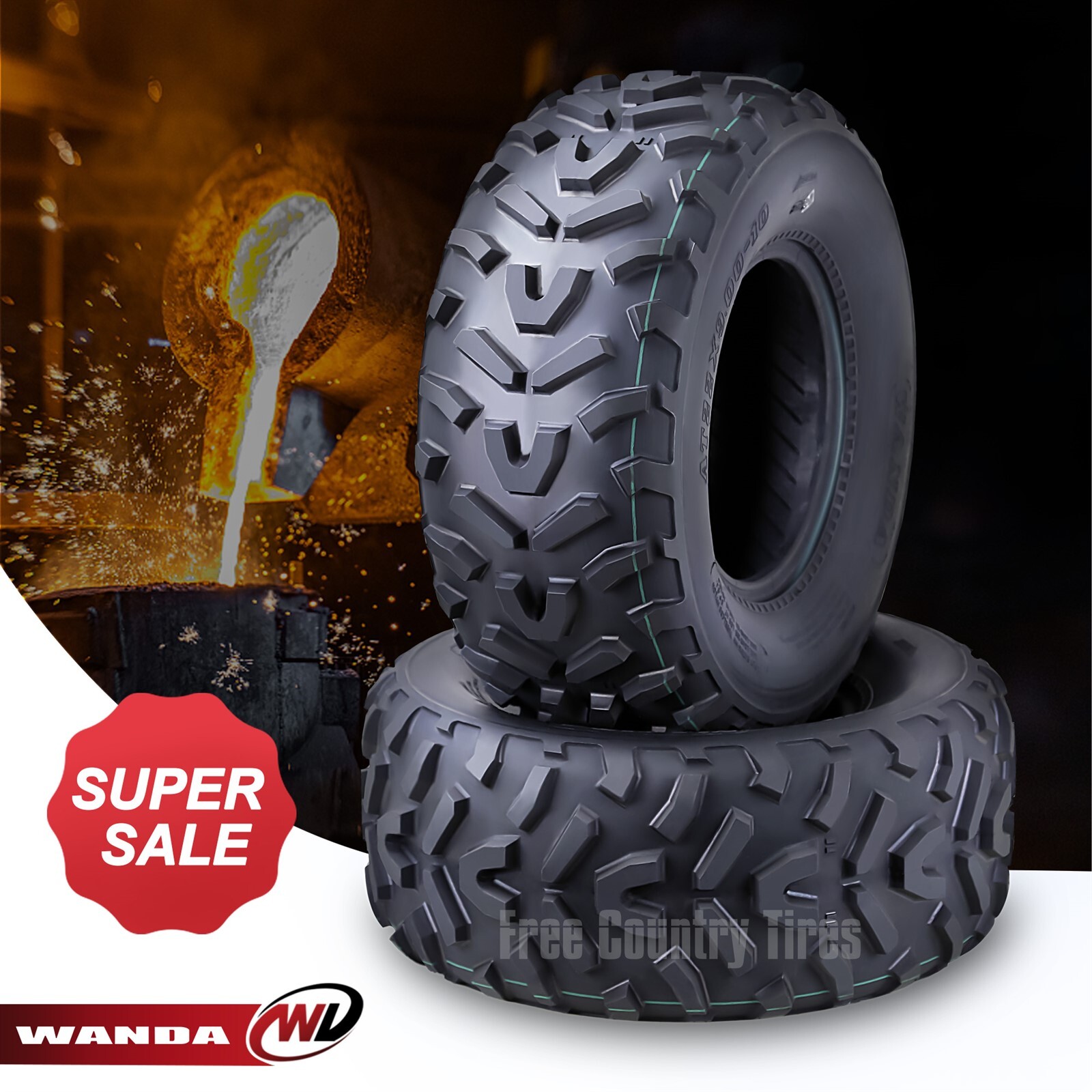 Set 2 WANDA Sport ATV Tires 22X9-10 22X9x10 4PR - Pathfinder Style Durable Set 2 WANDA Sport ATV Tires 22X9-10 22X9x10 4PR - Pathfinder Style Durable