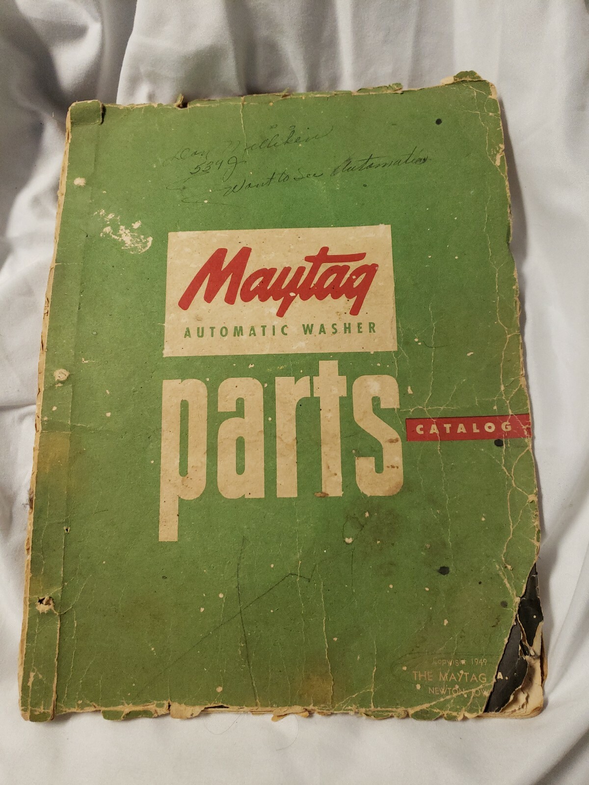 Vintage May Tag Parts Catalog Book Manual 1949 Automatic  Washer Parts 