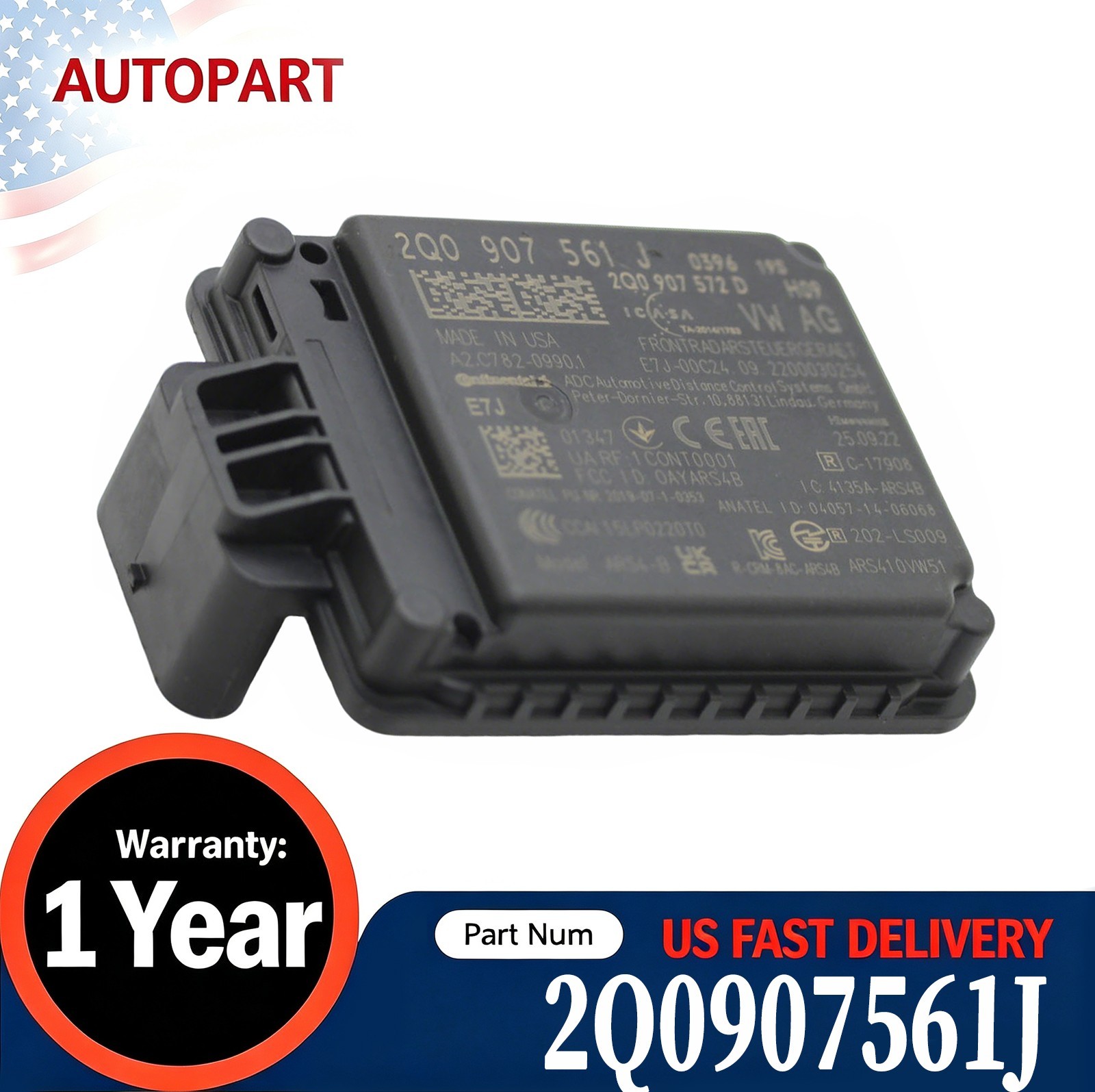 2Q0907561J CONTROL DISTANCE RADAR SENSOR MODULE 2022-2024 VOLKSWAGEN JETTA