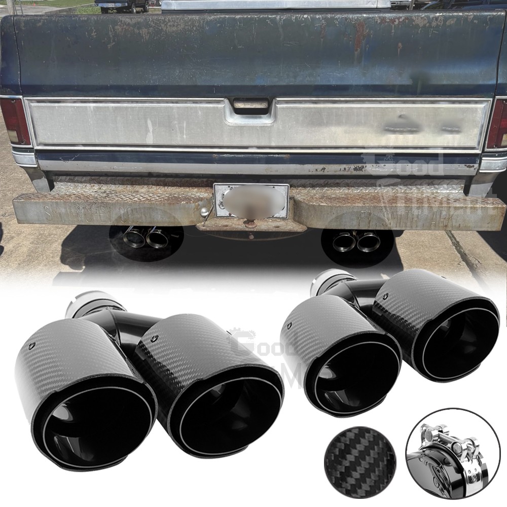 Pair Carbon Fiber Dual Exhaust Tip Tail Pipe 2.5\