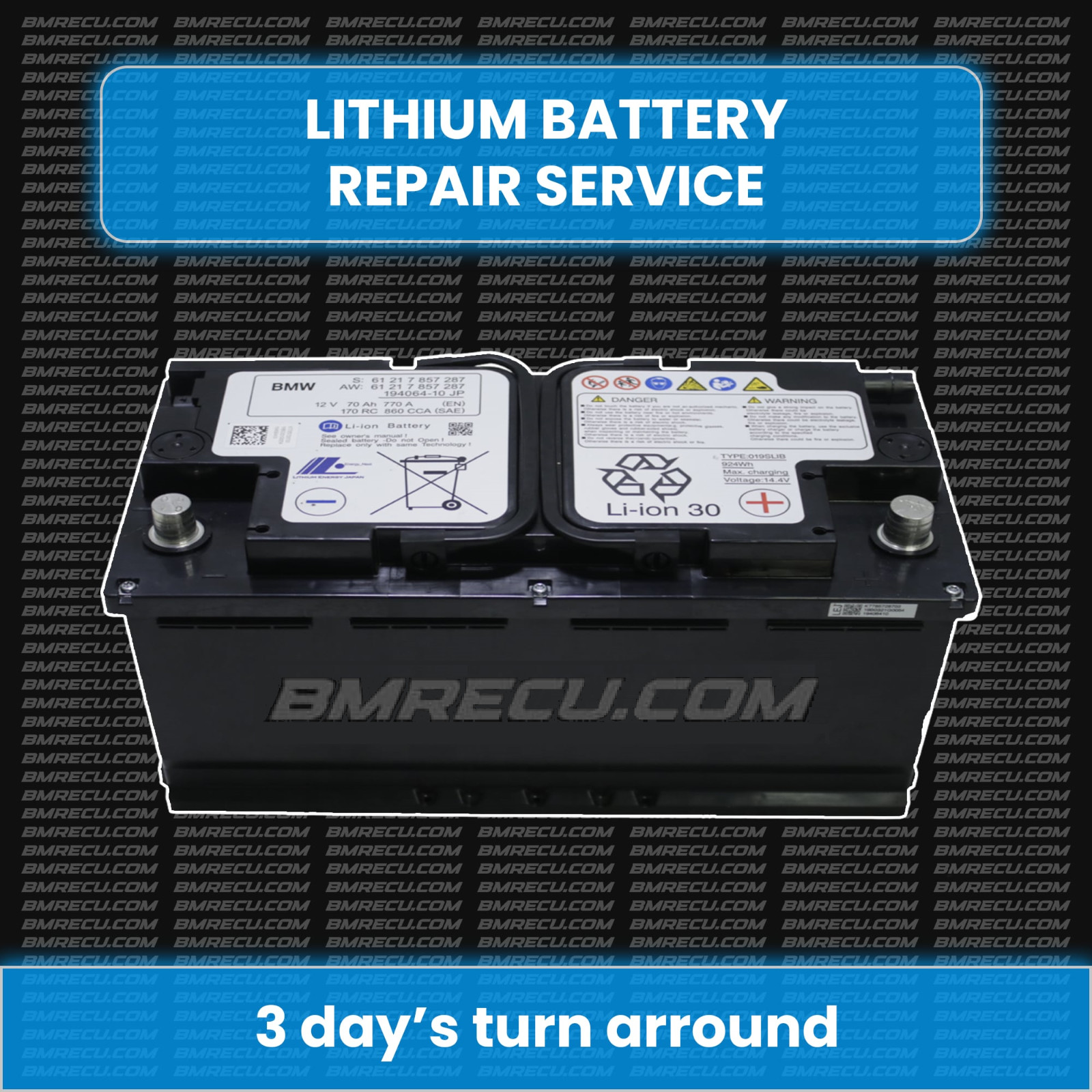 BMW F90 F91 F92 F93 F80 F82 F83 M3 M4 M5 M8 Lithium Ion Battery Repair Service