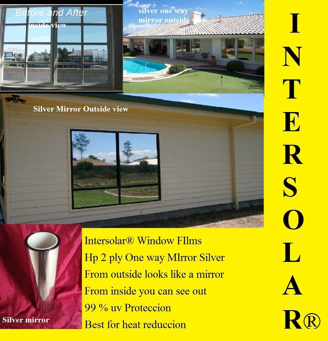 Mirror Reflecive Tint Silver 35% 30\ Mirror Reflecive Tint Silver 35% 30\