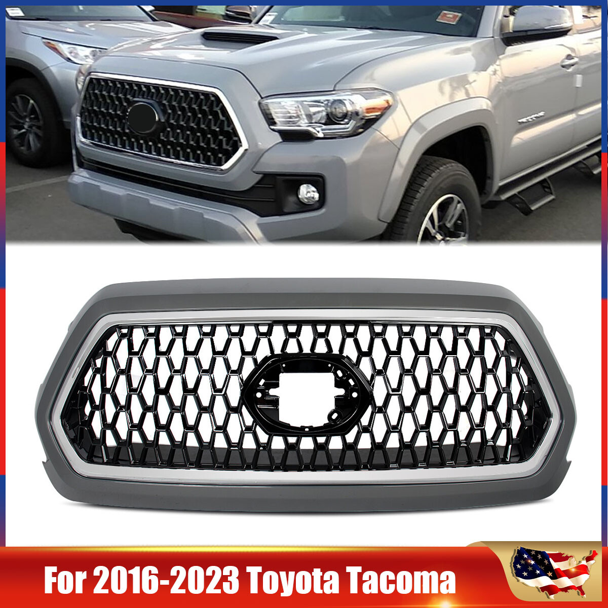 Cement Gray Front Bumper Upper Grille Assembly For 2016-2023 Toyota Tacoma TRD Cement Gray Front Bumper Upper Grille Assembly For 2016-2023 Toyota Tacoma TRD