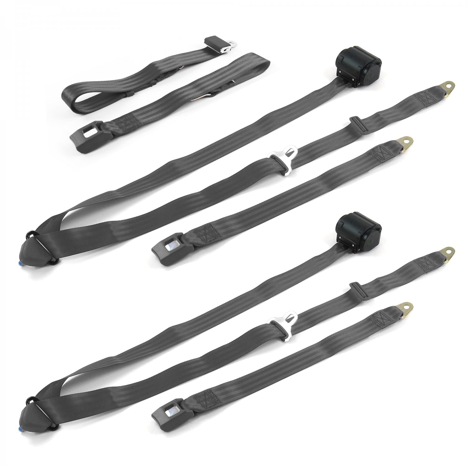 AMC Matador 1971 - 1978 Standard 3pt Charcoal Retractable Bench Seat Belt Kit -