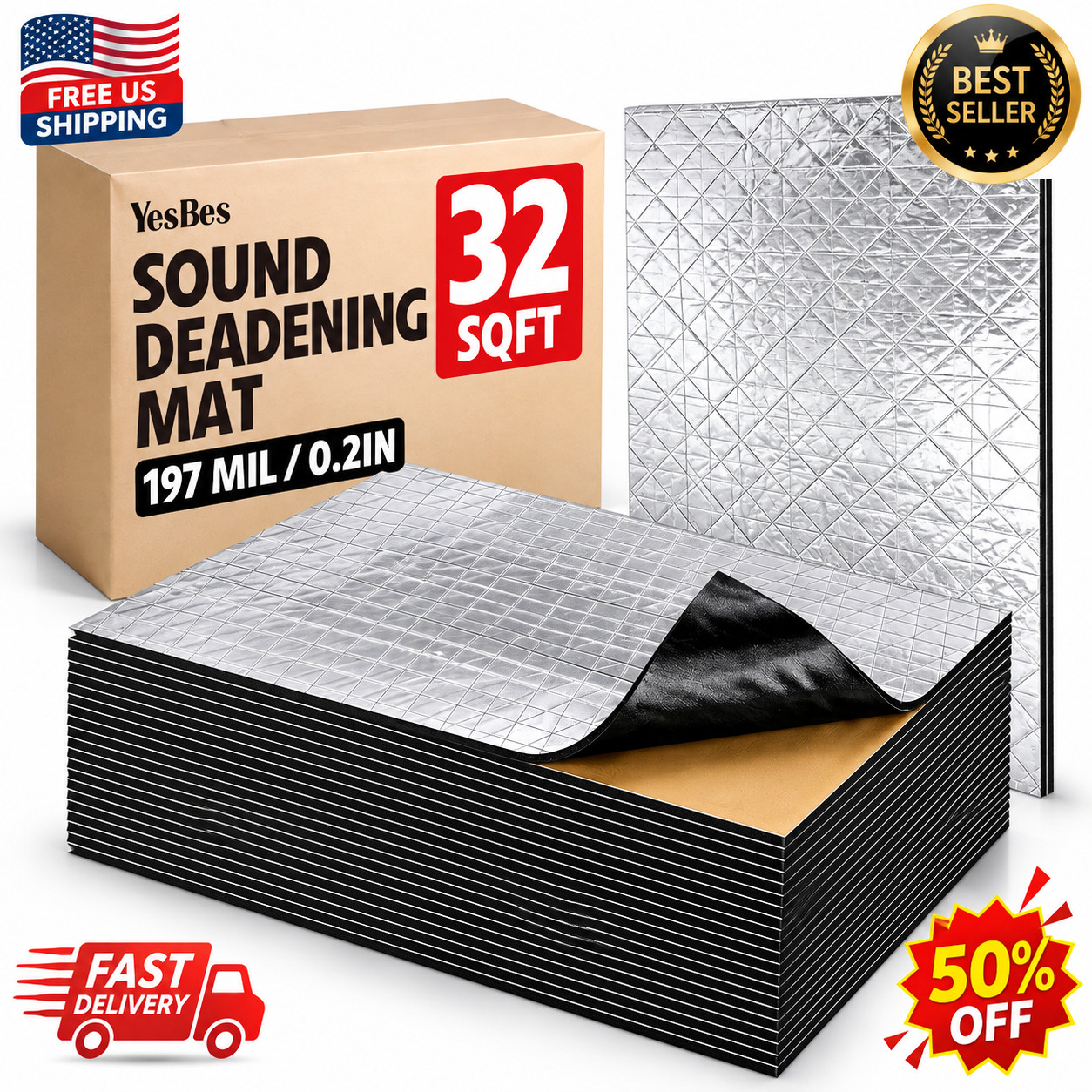 KILMAT 80 mil 32 sqft Car Sound Deadening Mat Butyl Automotive Sound Deadener Au