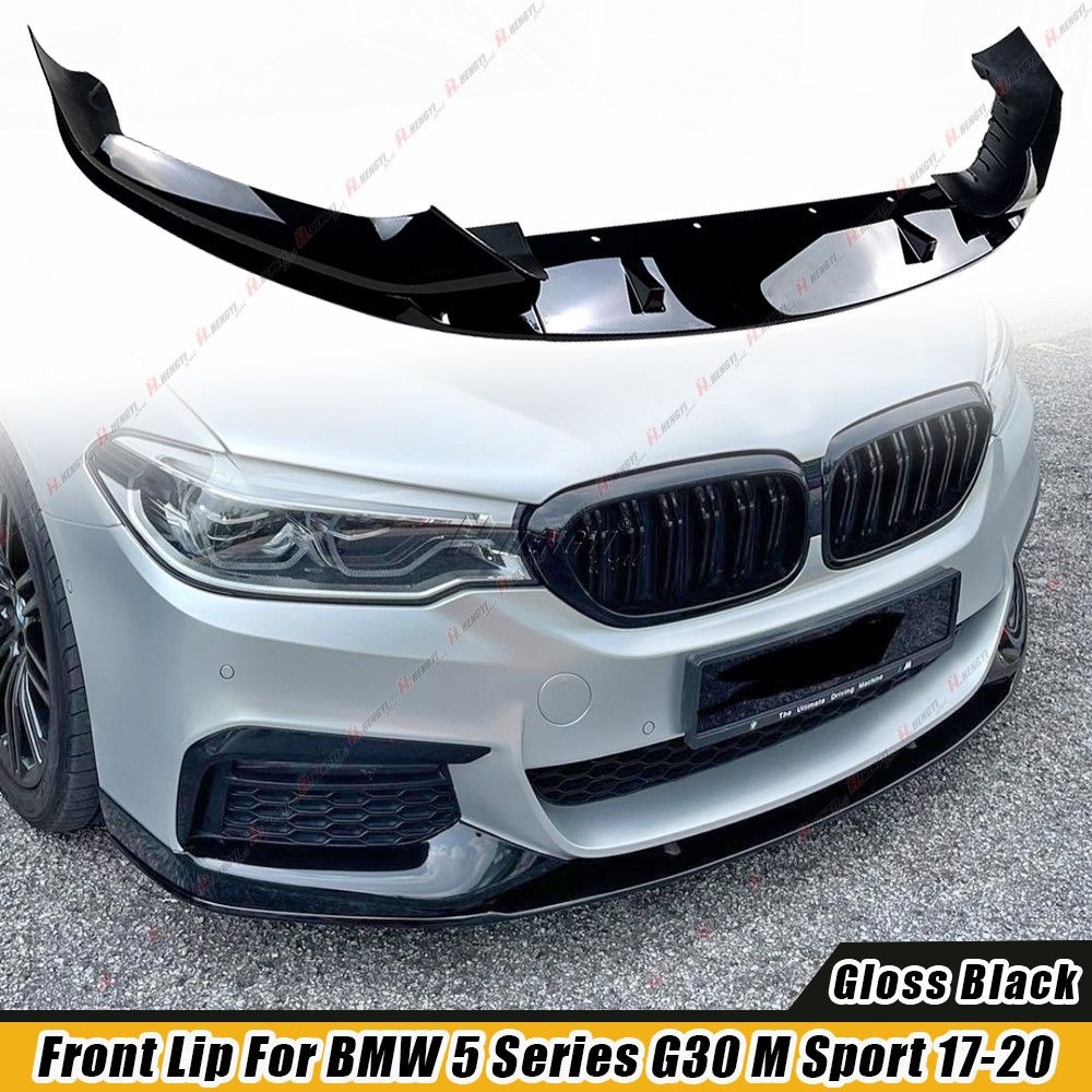 For 2017-2020 BMW 5 Series G30 G31 M Sport Front Bumper Lip Spoiler Gloss Black