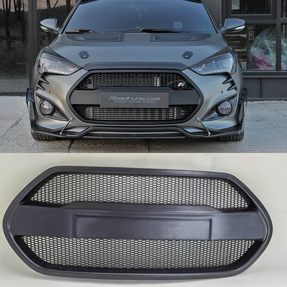Matt Black Fiberglass Front Radiator Grille For 2013~2017 Hyundai Veloster Turbo