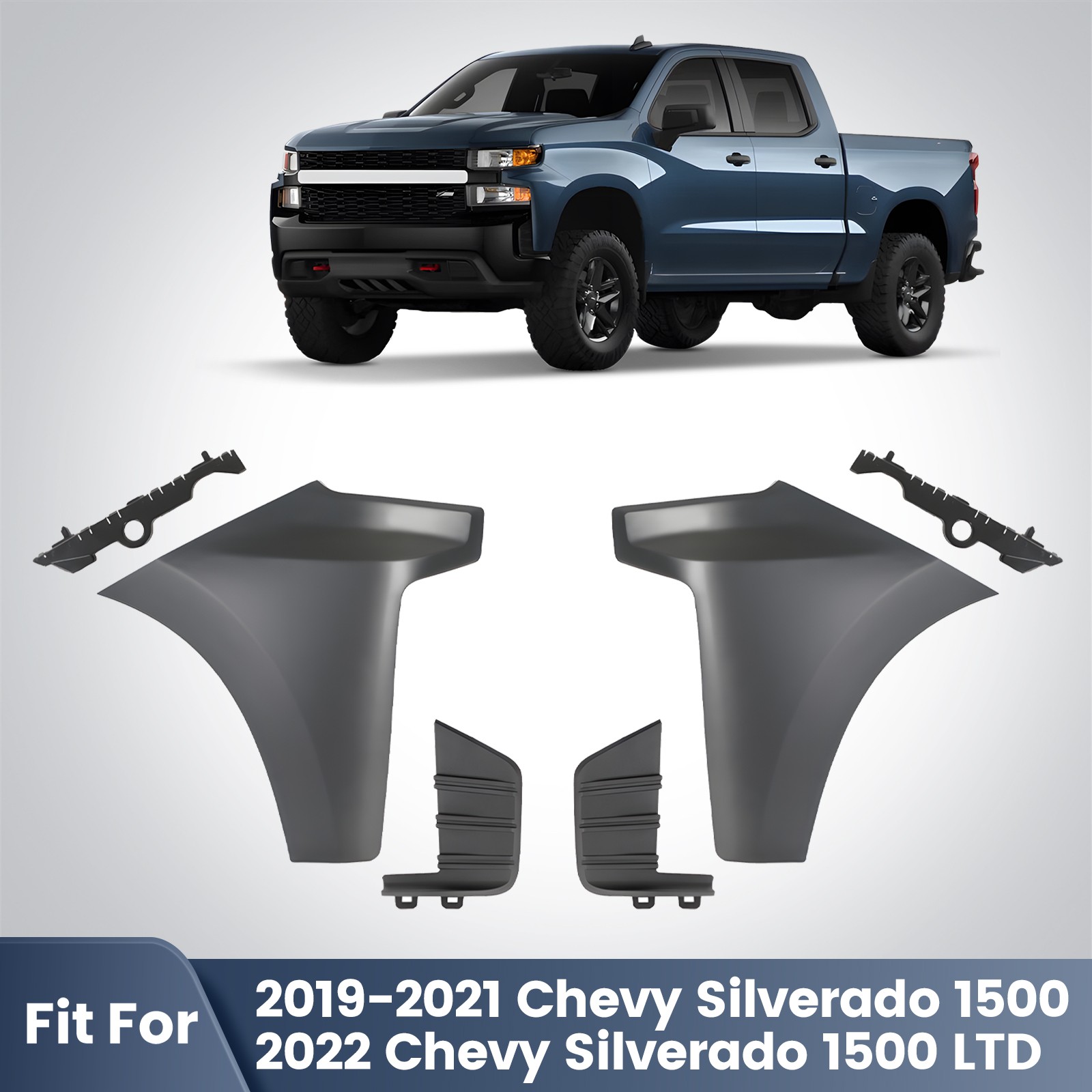 For 2019 2020 2021 Chevy Silverado 1500 Front Bumper End Cap Brackets Kit 6pcs