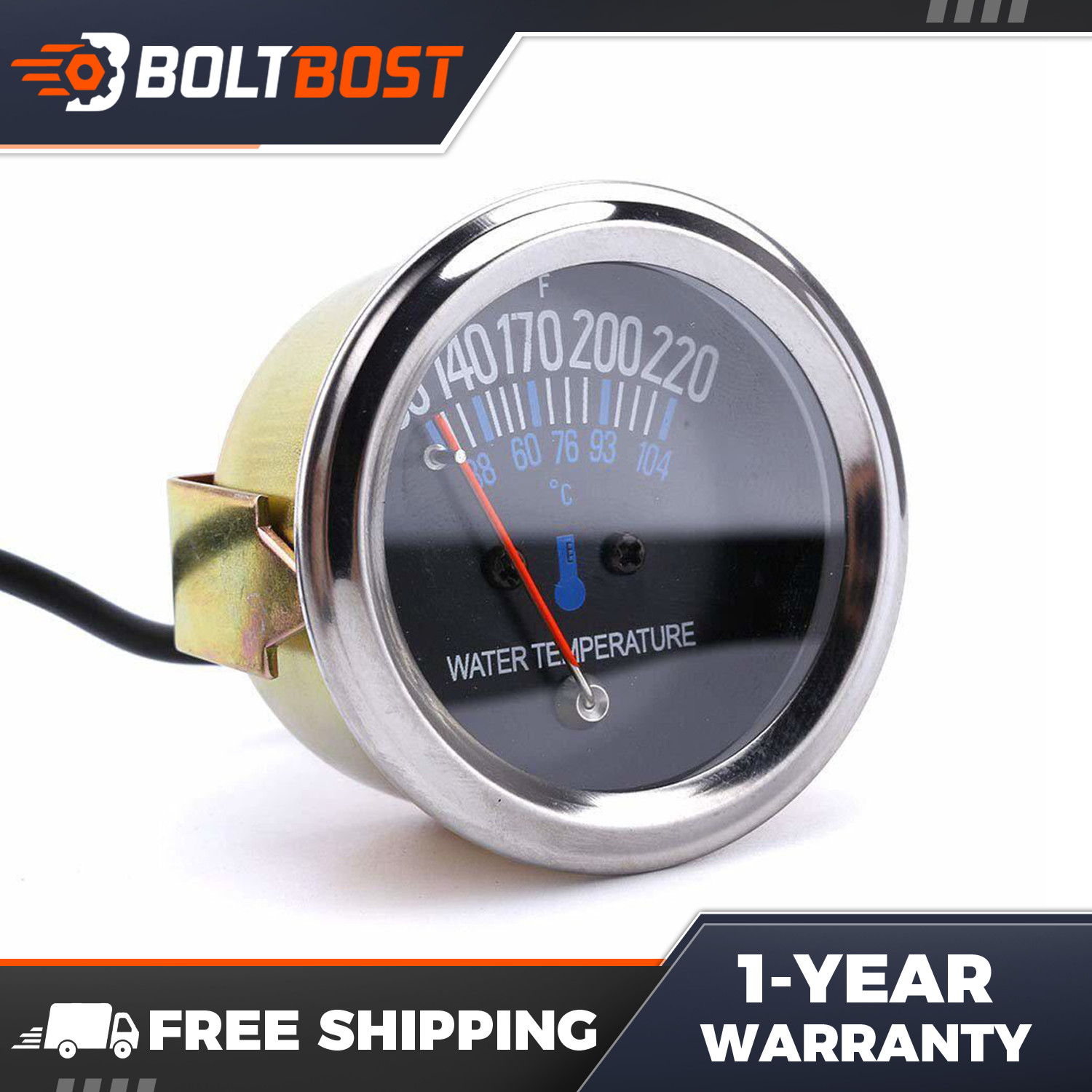 Black 2'' 52mm Mechanical Metal Pointer Water Temp Temperature Gauge &Sensor ℃&℉ Black 2'' 52mm Mechanical Metal Pointer Water Temp Temperature Gauge &Sensor ℃&℉