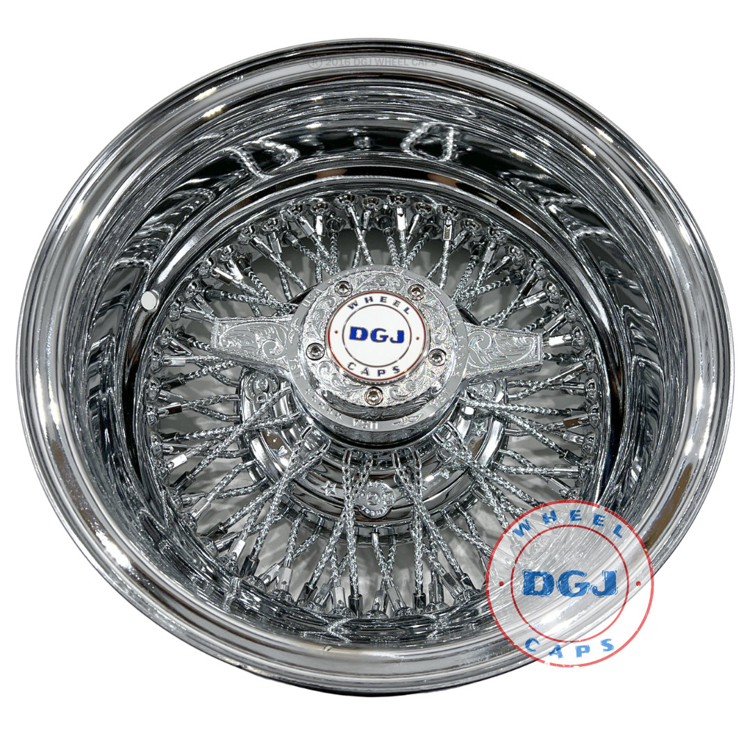 DGJ 13x7 Rev 72 Cross Lace Diamond Spokes All Chrome Lowrider Wire Wheels