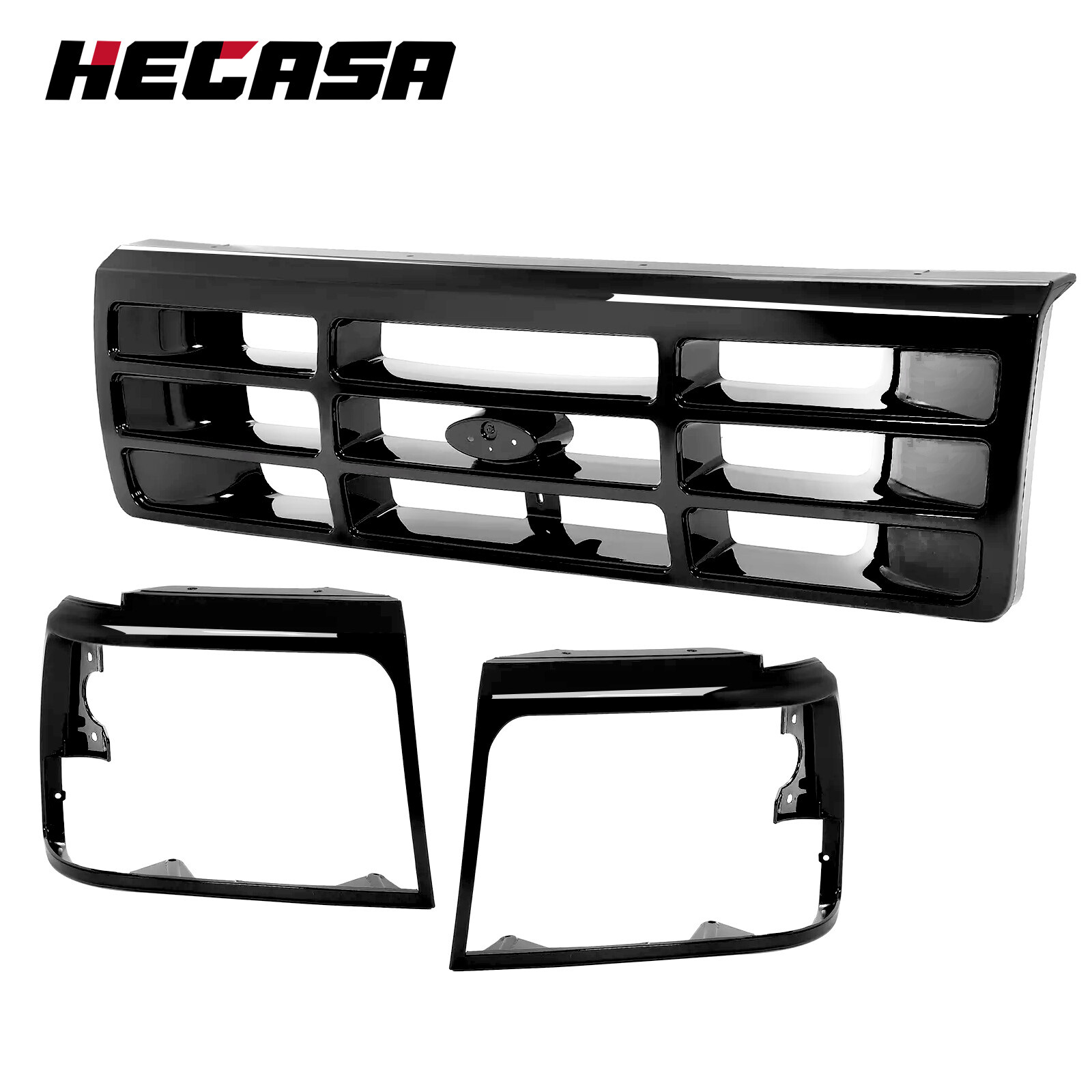 For 1992-1997 96 Ford F150 F250 Bronco Grille Headlight Door Black Grilles For 1992-1997 96 Ford F150 F250 Bronco Grille Headlight Door Black Grilles