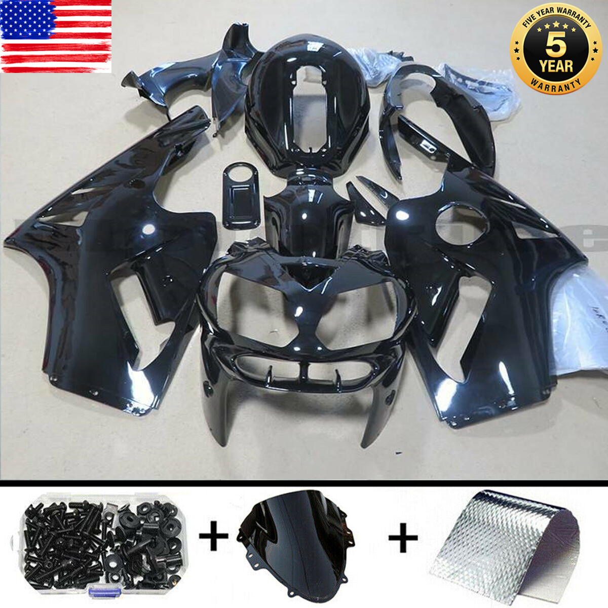 Glossy Vivid Black Fairing Kit For Kawasaki Ninja ZX12R ZX1200B 2002-2005+Bolts