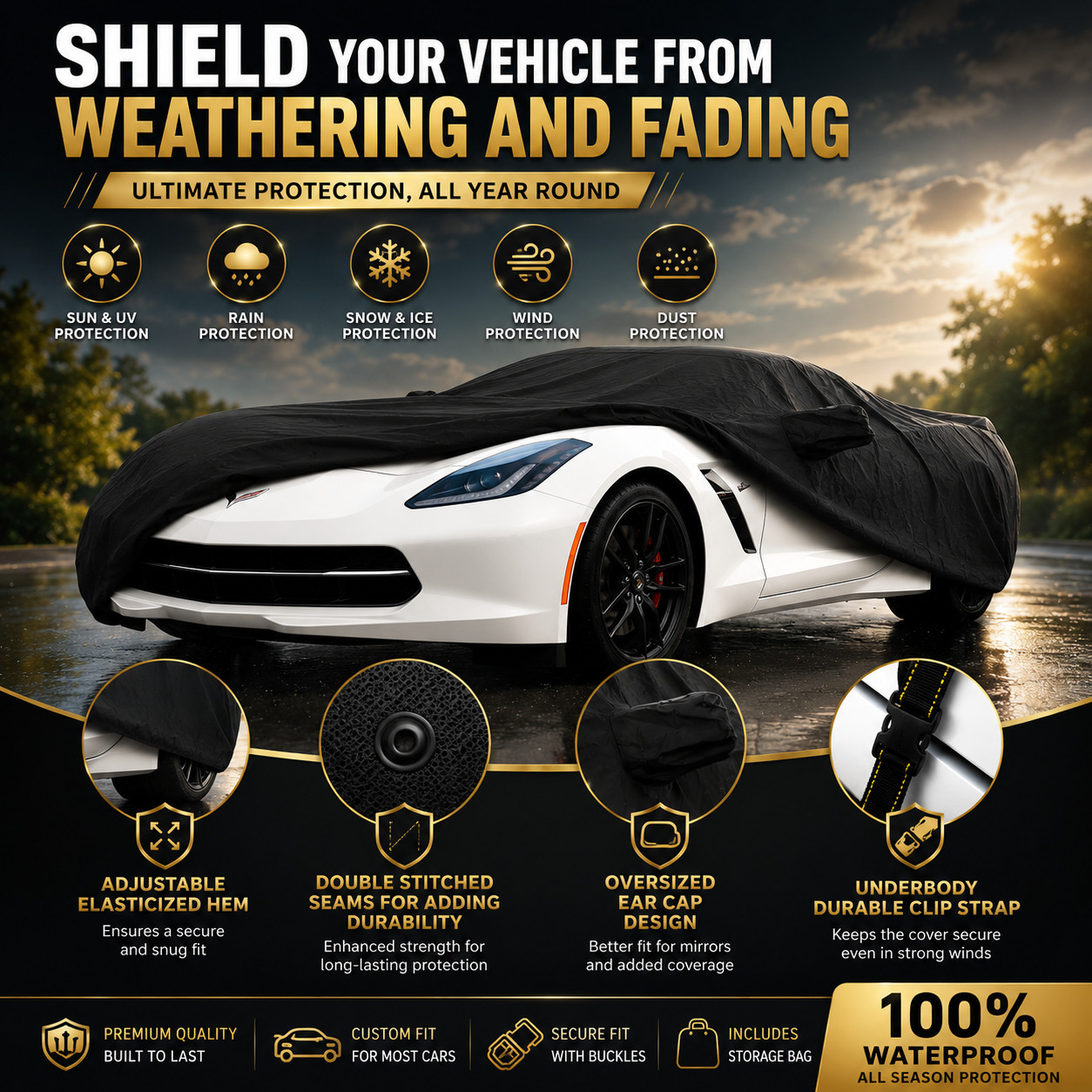 Custom Fit Waterproof Car Cover for 2016-2026 Jaguar F-Pace Outdoor UV Protect