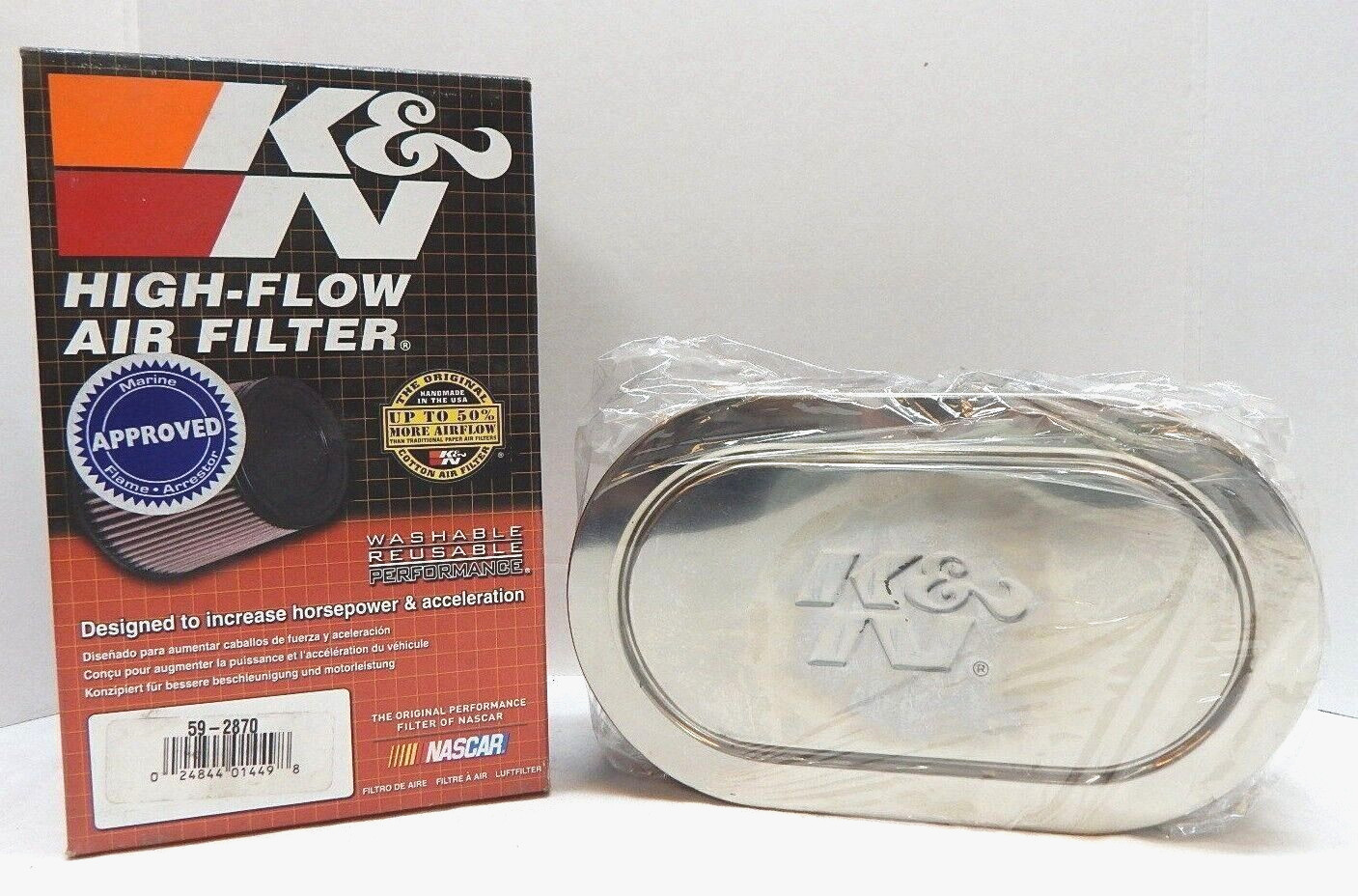 K&N 59-2870 K&N Marine Filter Flame Arrestor Red Air Intake Filter Stainless Top
